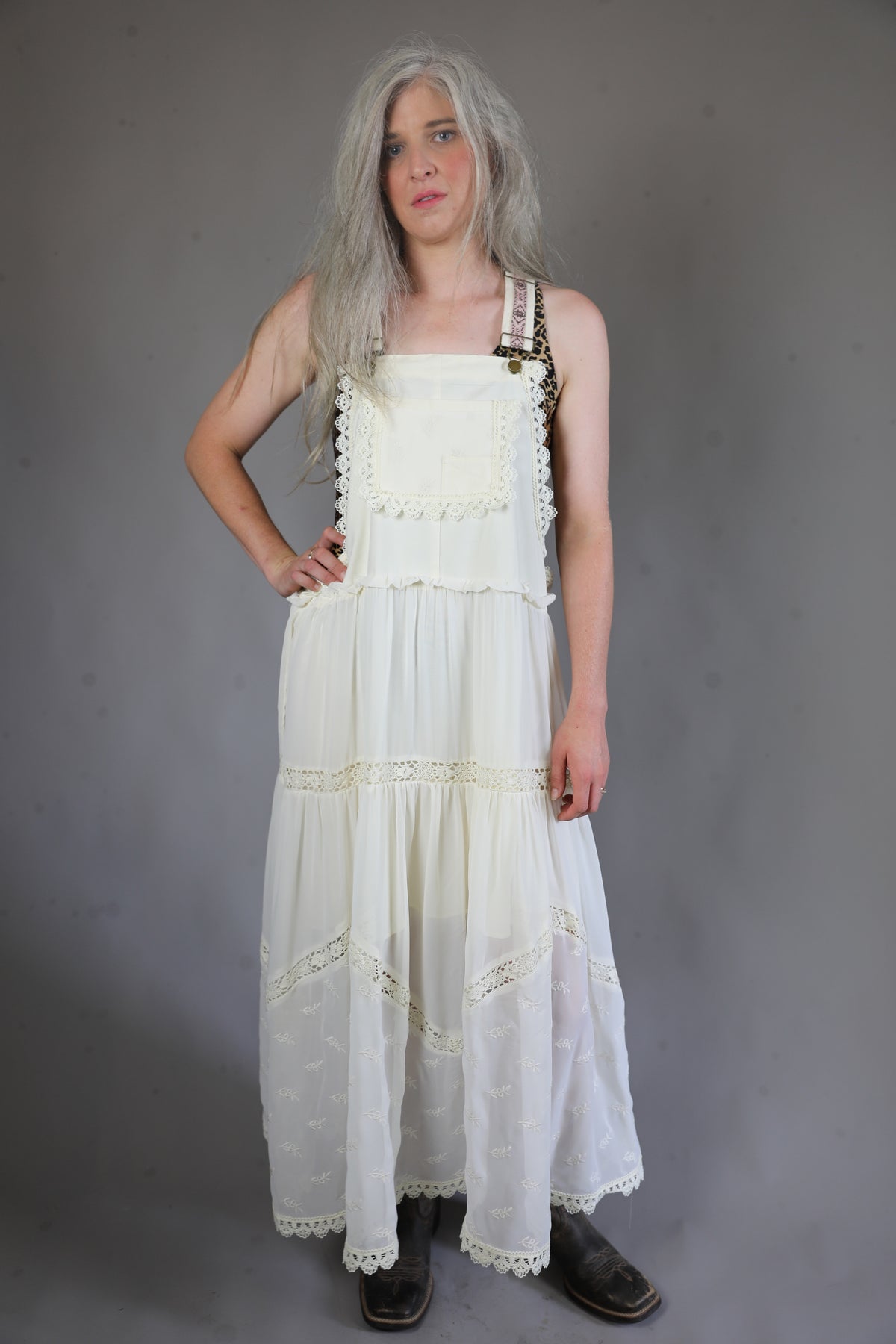 White & Lace Overall Dress - 14