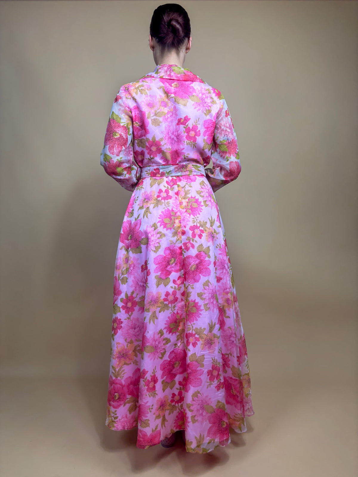 1970s Pink Tonal Floral Gown - 12
