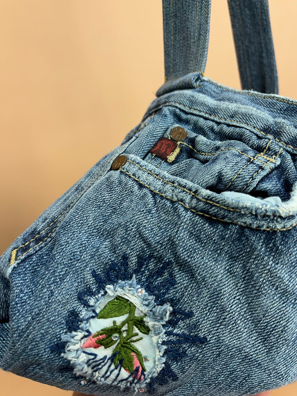 A/New Upcycled Denim Handbag Navy/Multi
