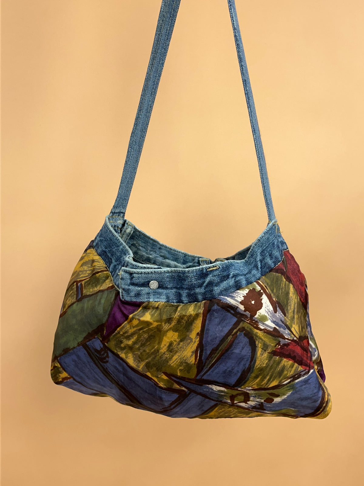 A/New Upcycled Denim Handbag Navy/Multi