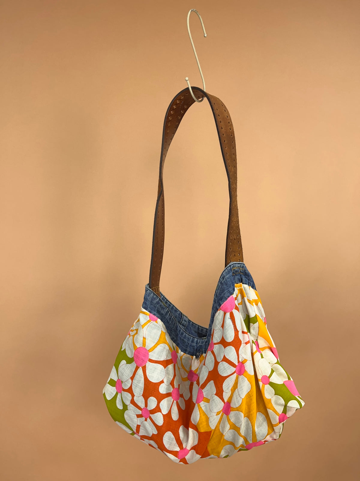 A/New Upcycled Denim Handbag Navy/Floral