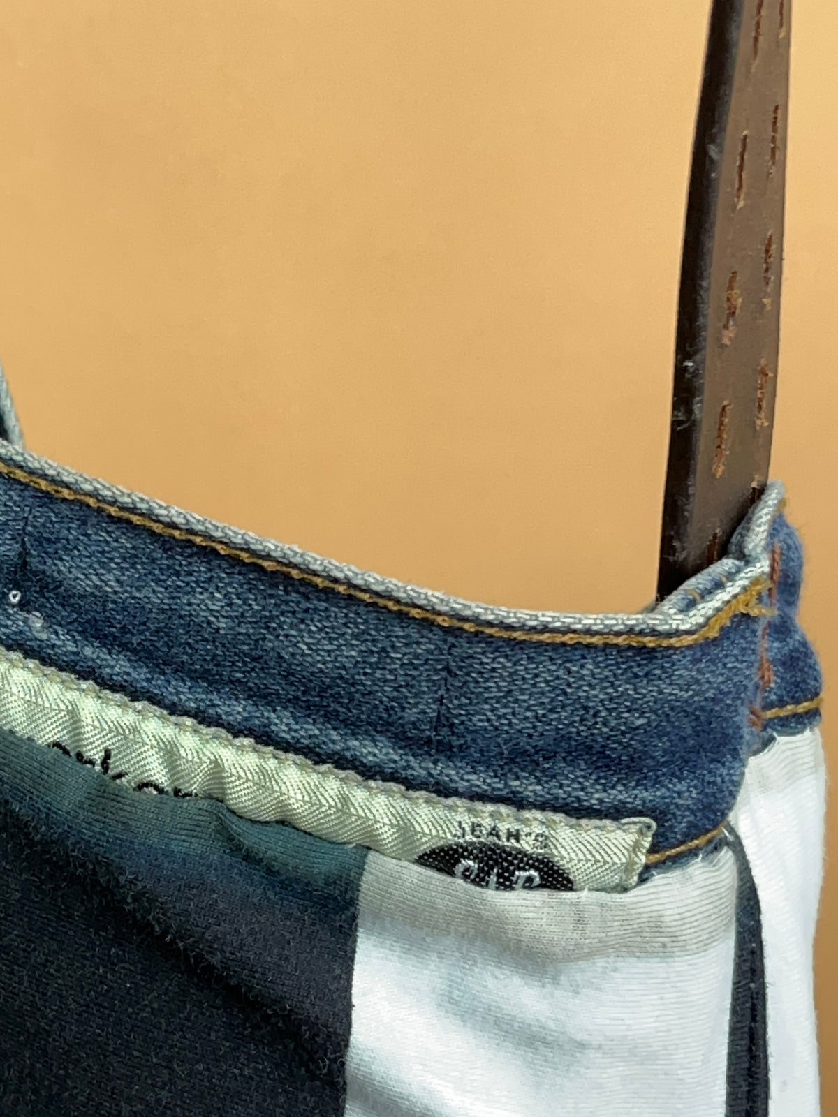A/New Upcycled Denim Handbag Navy/Striped