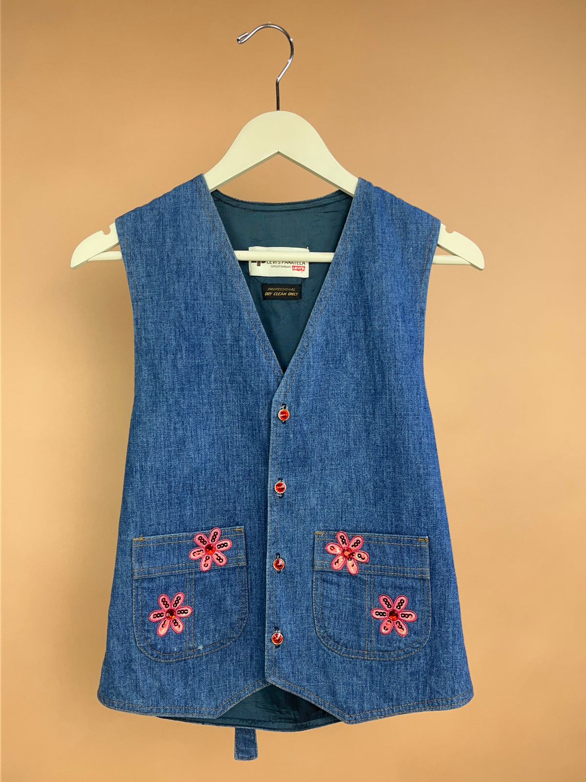 1970's Levi's Panatela Floral Denim Vest - M