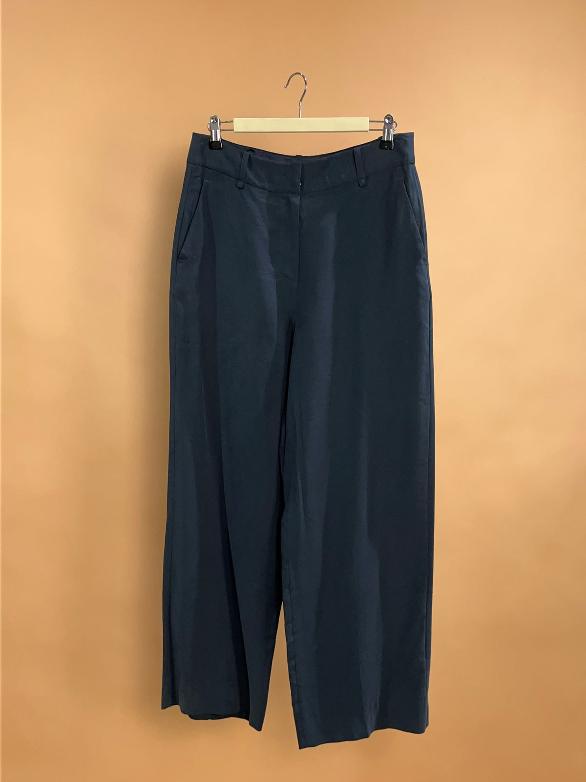 Emporio Armani High Waisted Wide Leg Trousers Black Twill - 32"