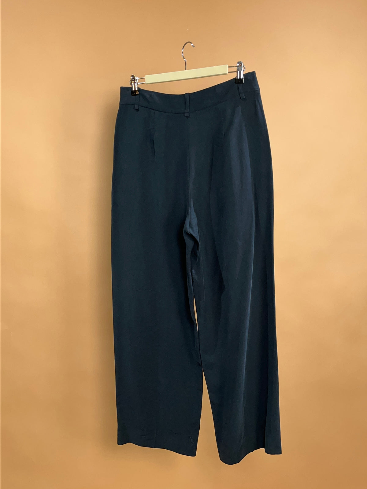 Emporio Armani High Waisted Wide Leg Trousers Black Twill - 32"