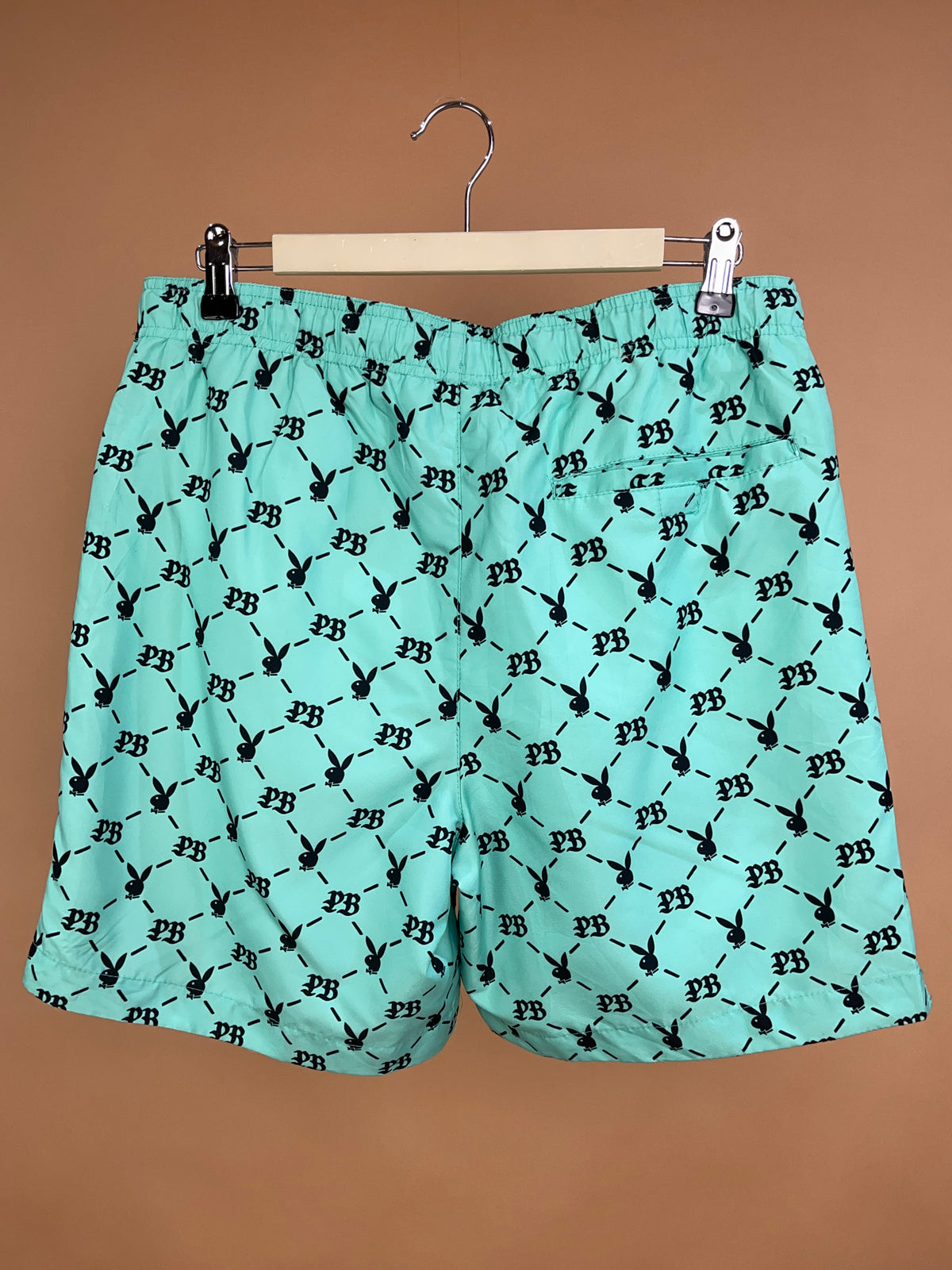 Y2k Playboy Mint Green Swim Shorts - M