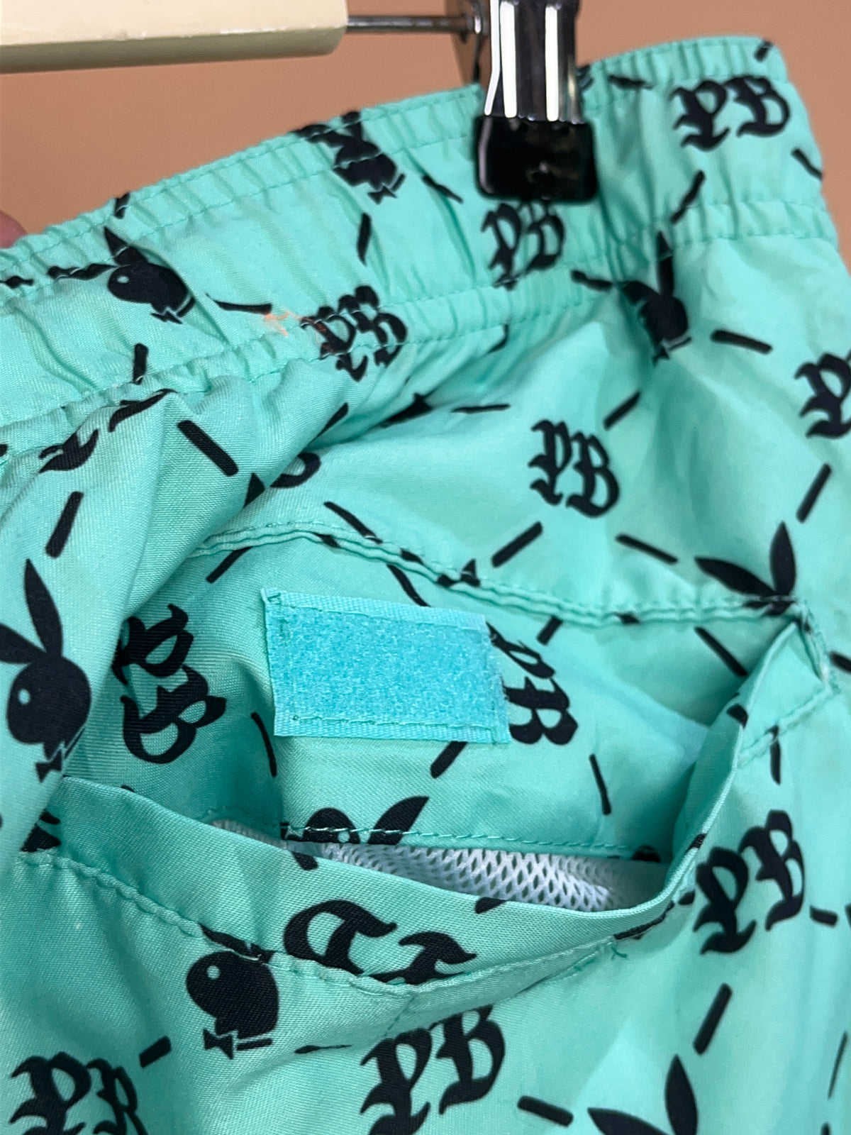 Y2k Playboy Mint Green Swim Shorts - M