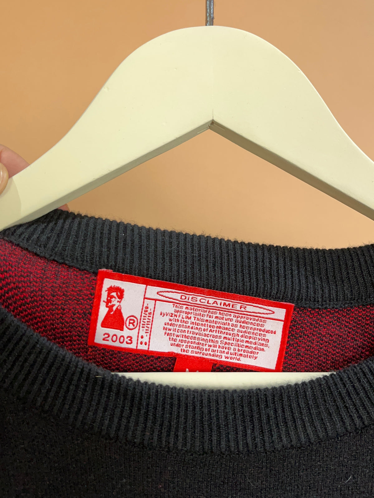 Joy Divizn Fight Club Tyler Durden Black & Red Knit Sweater - L