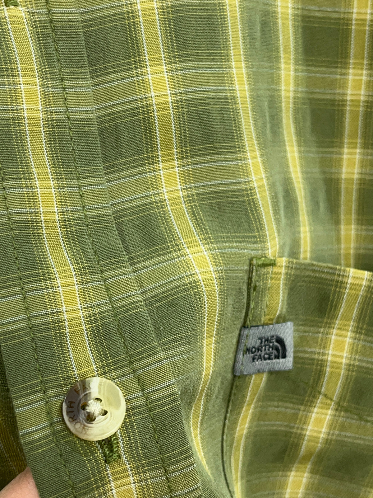 Y2k The North Face 'TNF' Modal Mustard/Green Plaid Shirt - XL