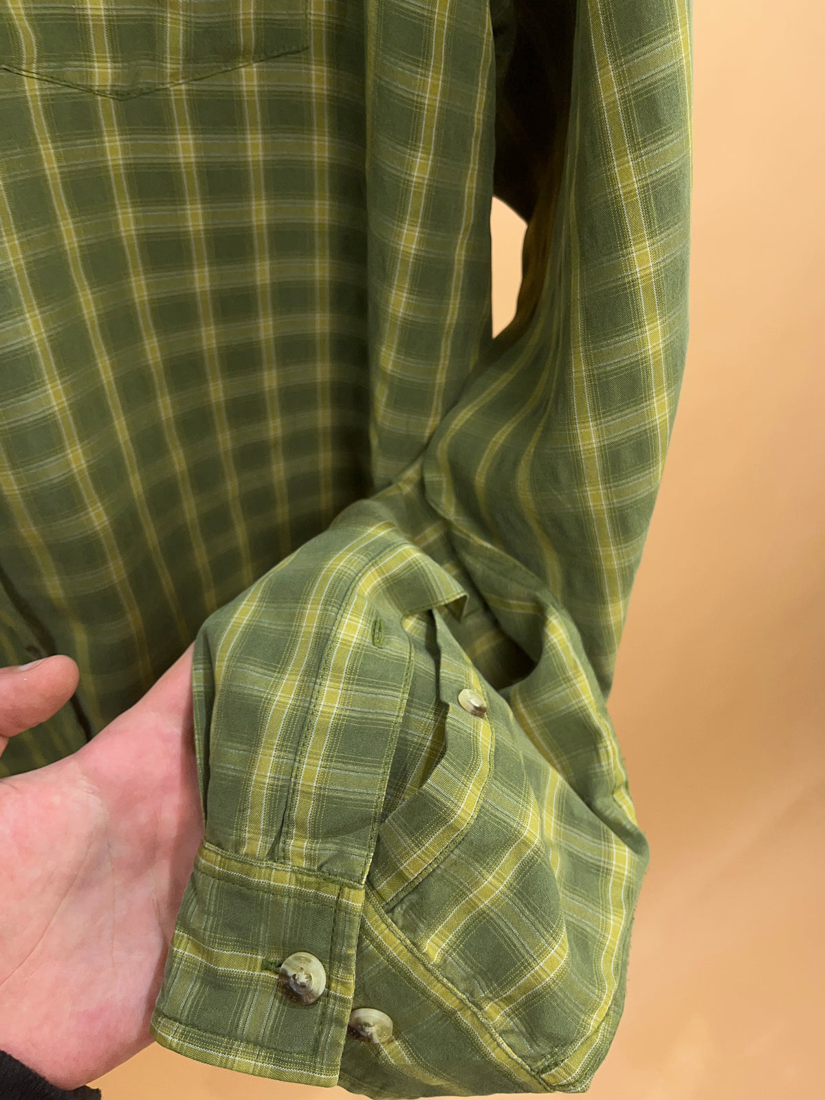 Y2k The North Face 'TNF' Modal Mustard/Green Plaid Shirt - XL