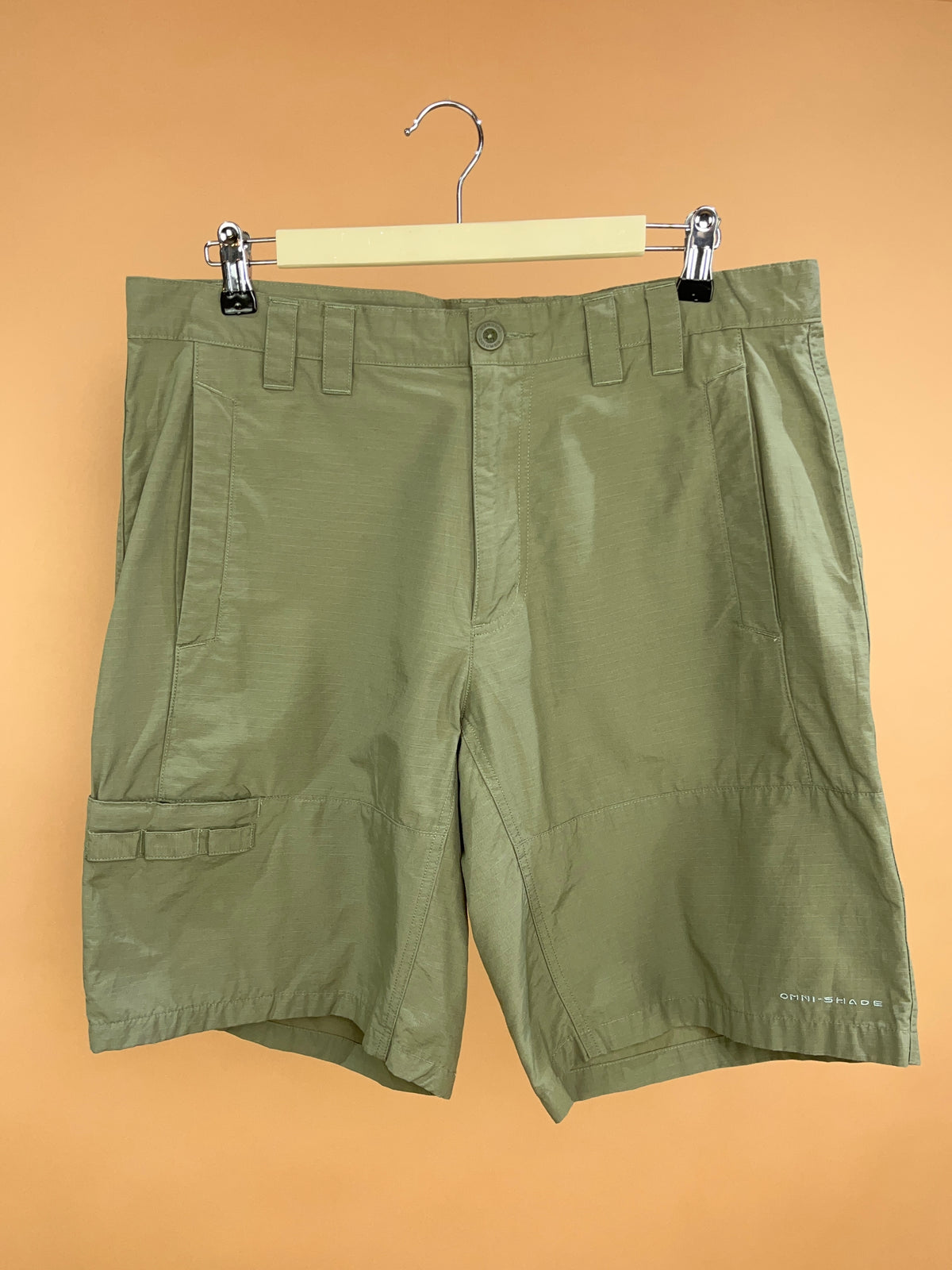 Columbia PFG Olive Ripstop Cargo Hiking Shorts 'Performance Fishing Gear' - 35"