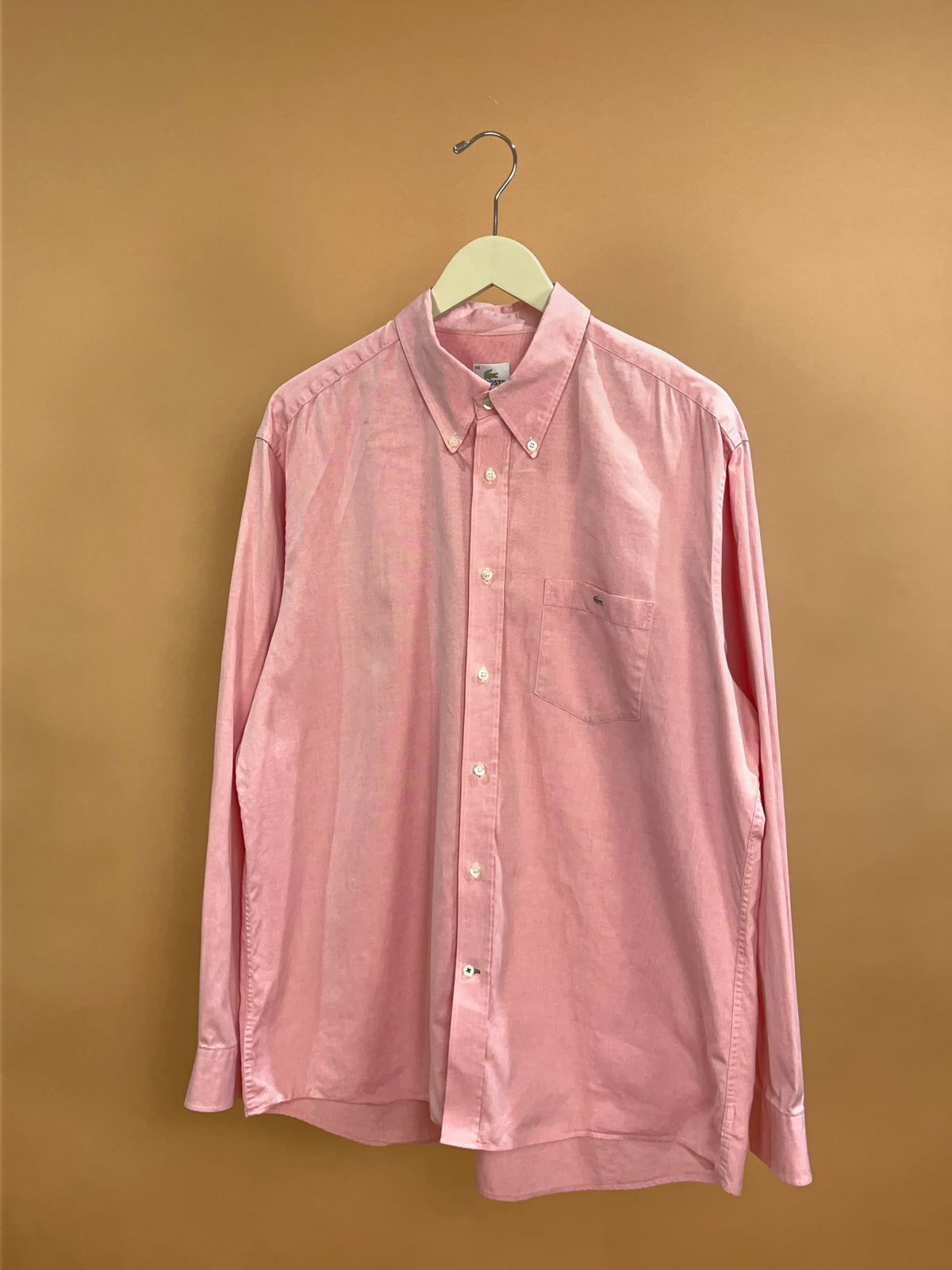 1990s Lacoste Salmon Pink Lightweight Cotton Shirt - L