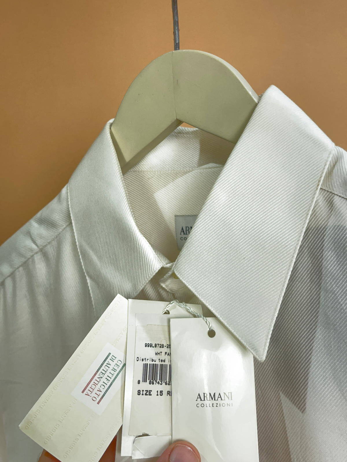 Y2K Armani White Fitted Cotton Shirt - S