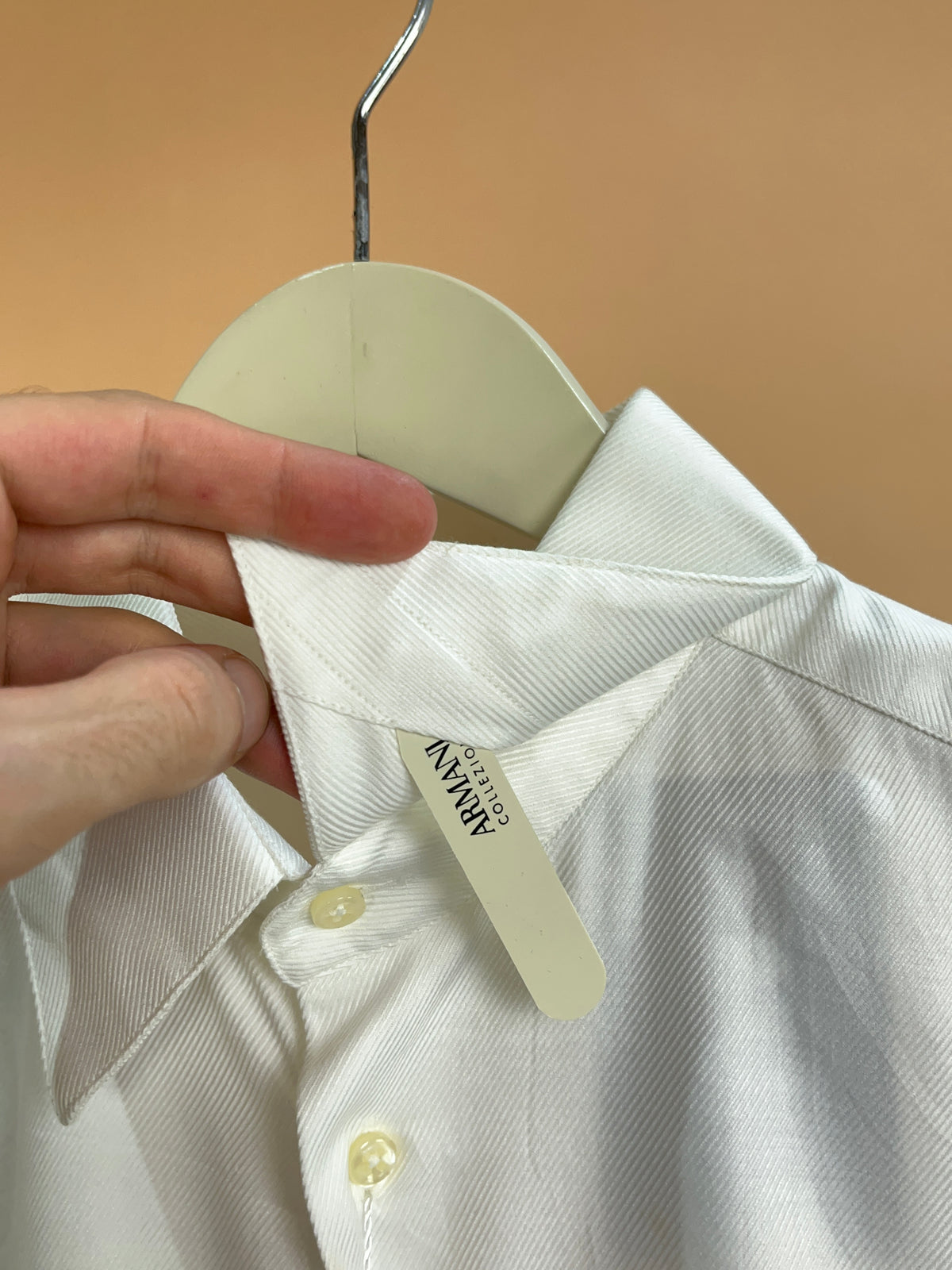 Y2K Armani White Fitted Cotton Shirt - S