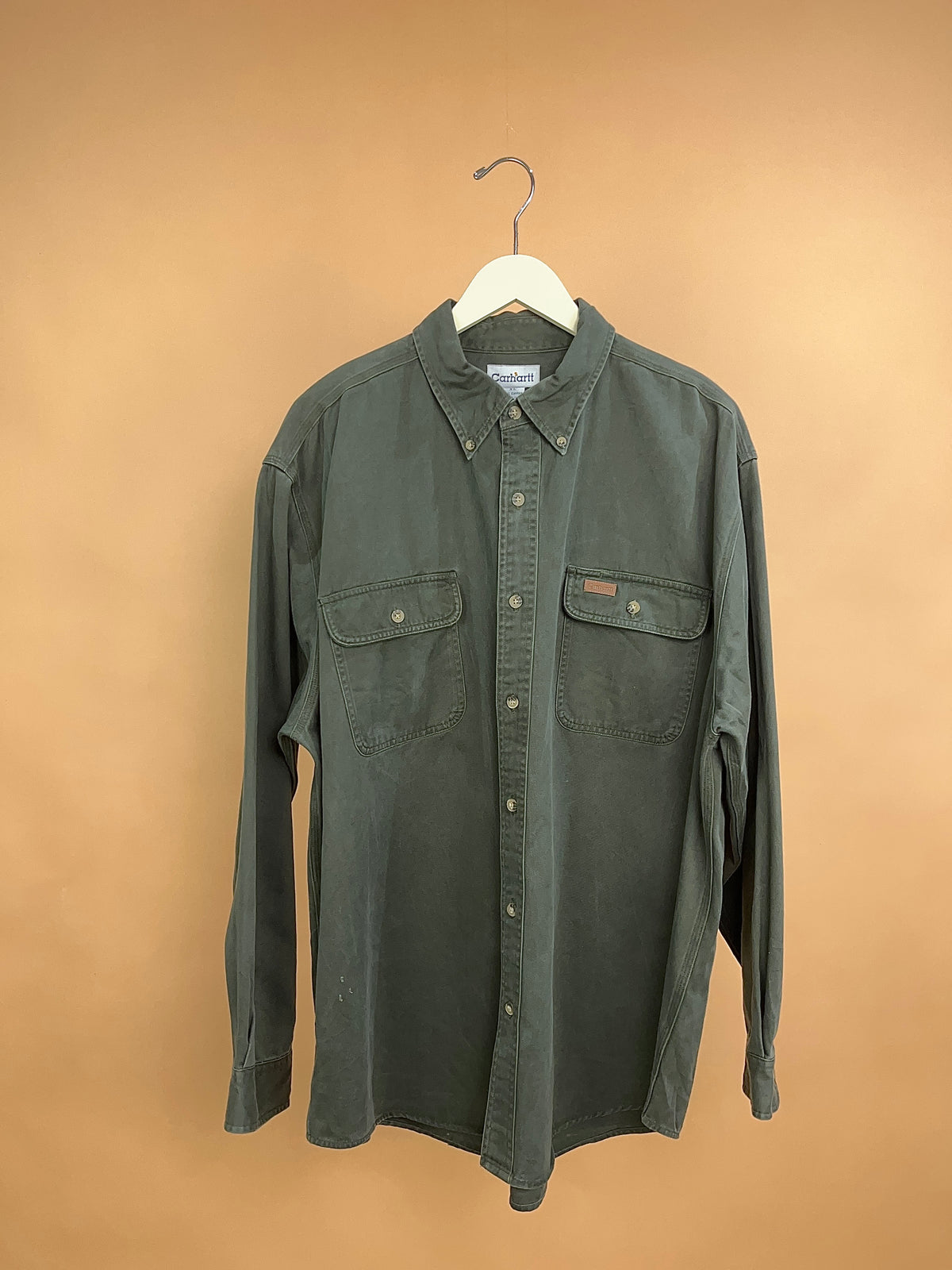 Y2K Carhartt Deep Olive Green Cotton Shirt - XL