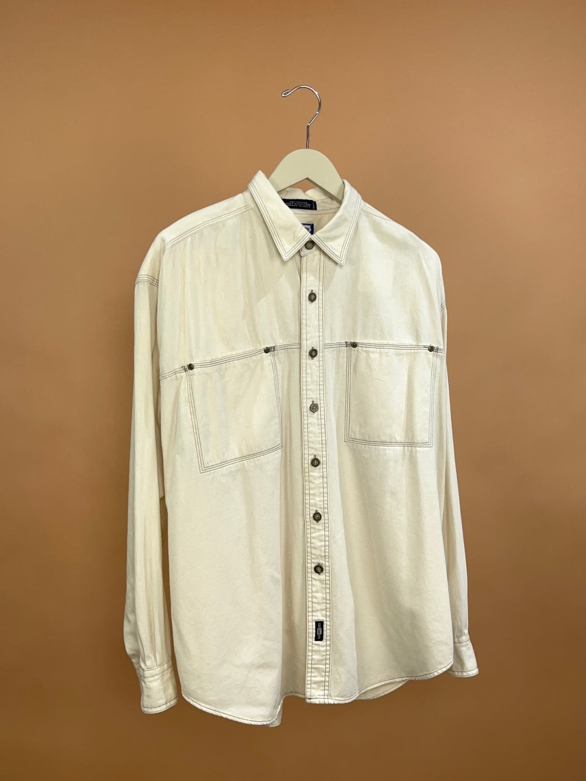 1990s Lee Cream Cotton Shirt - L