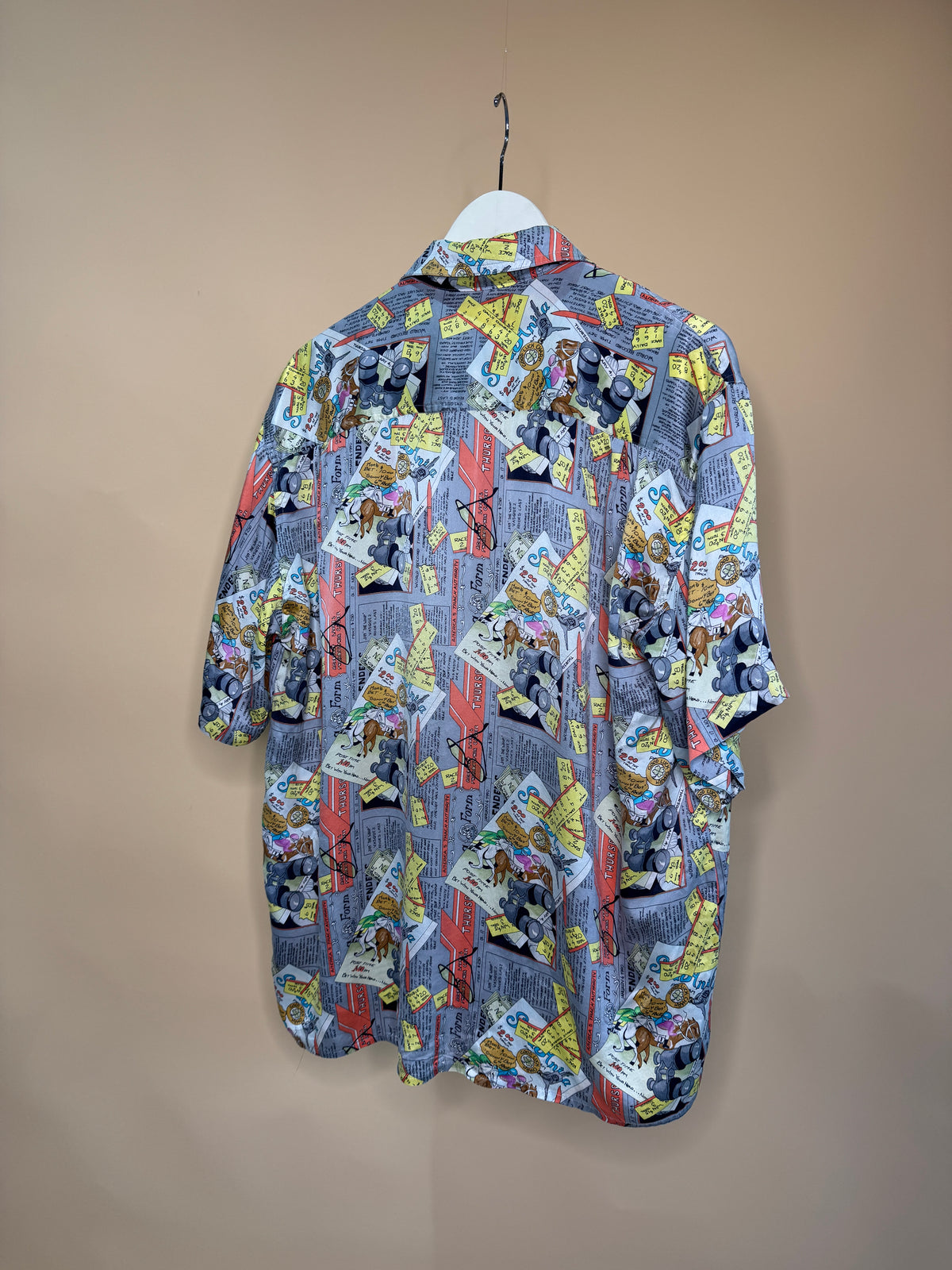1990s Horse Racing Comic Illustrated Button-up Shirt - M
