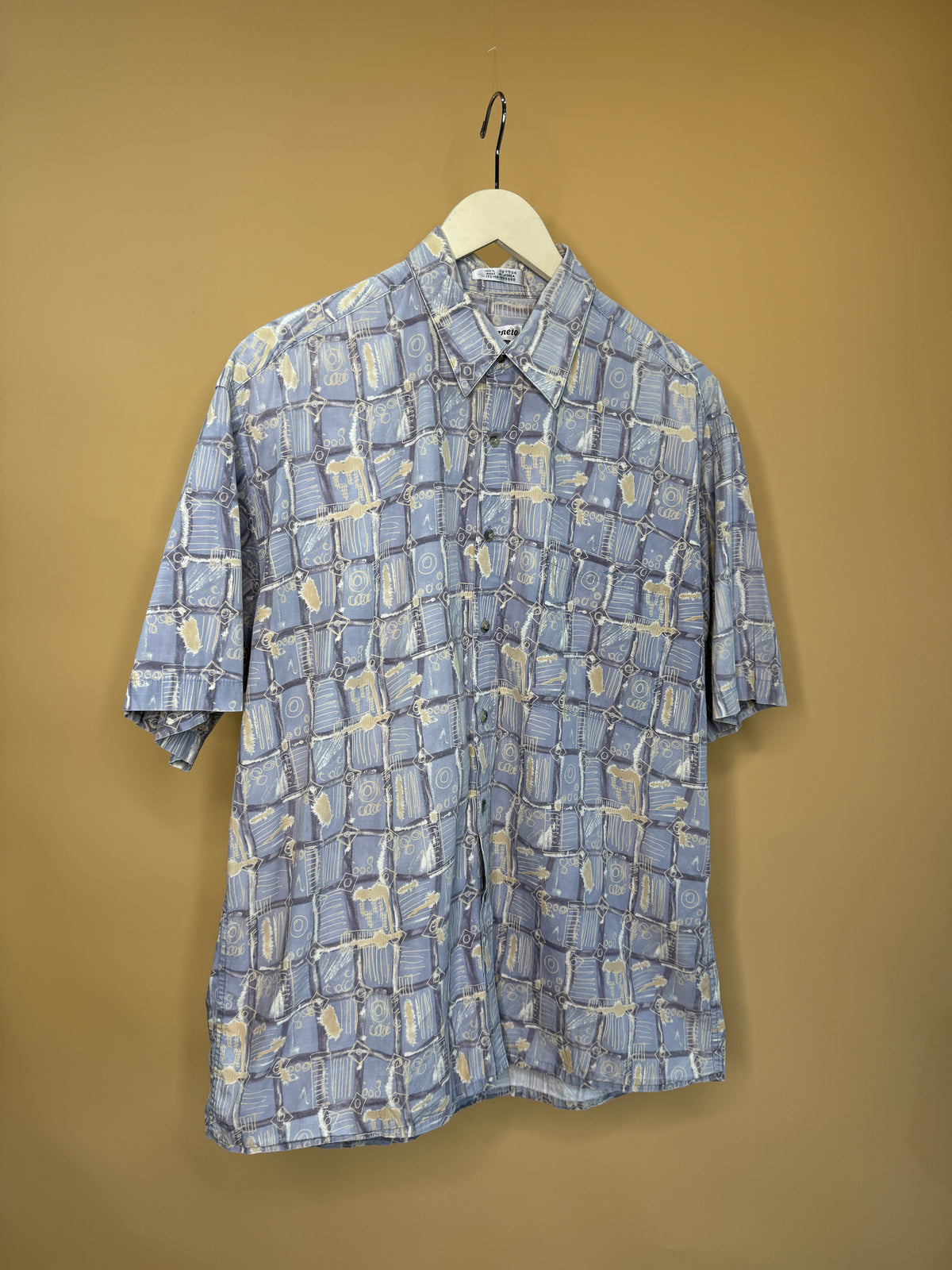1990s Via Veneto Geometric Illustrated Button-up Shirt - M