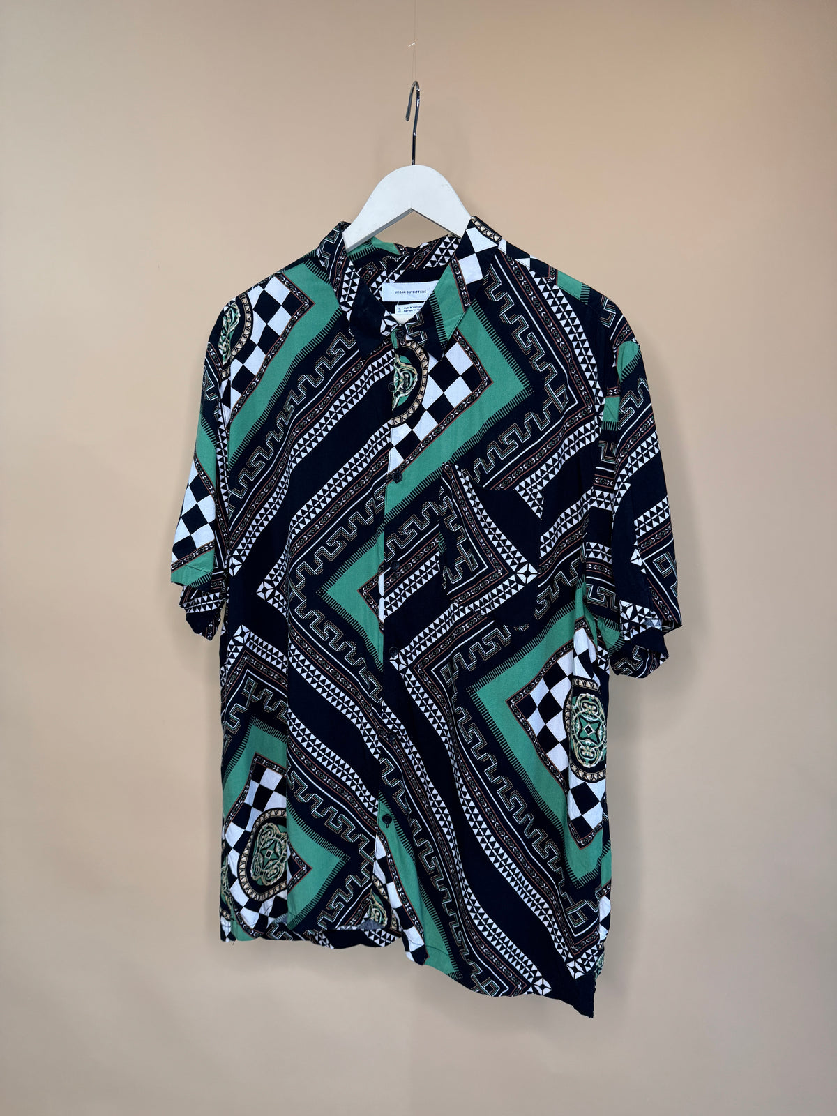 Y2K Geometric Graphic Print Shirt - XL