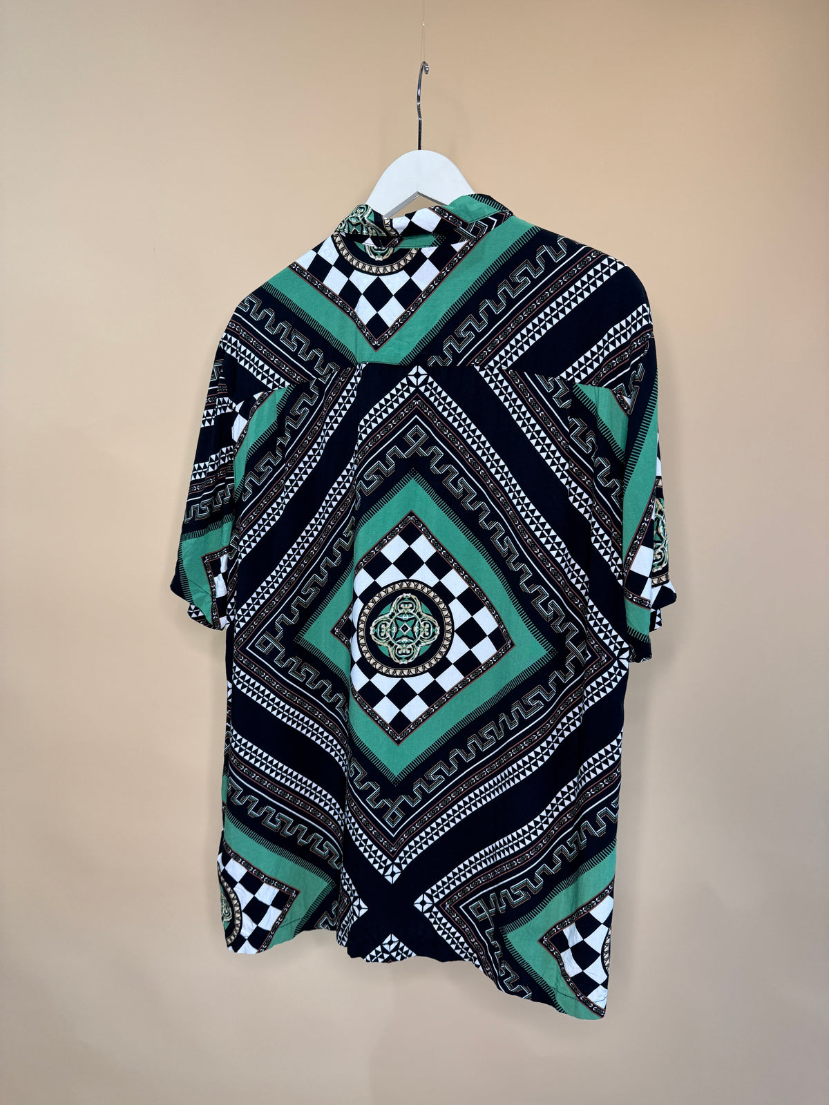 Y2K Geometric Graphic Print Shirt - XL