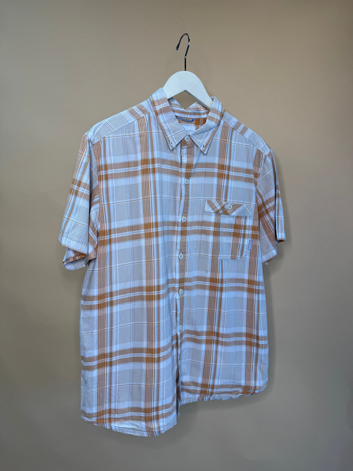 Columbia Orange Plaid Button-up Shirt - L