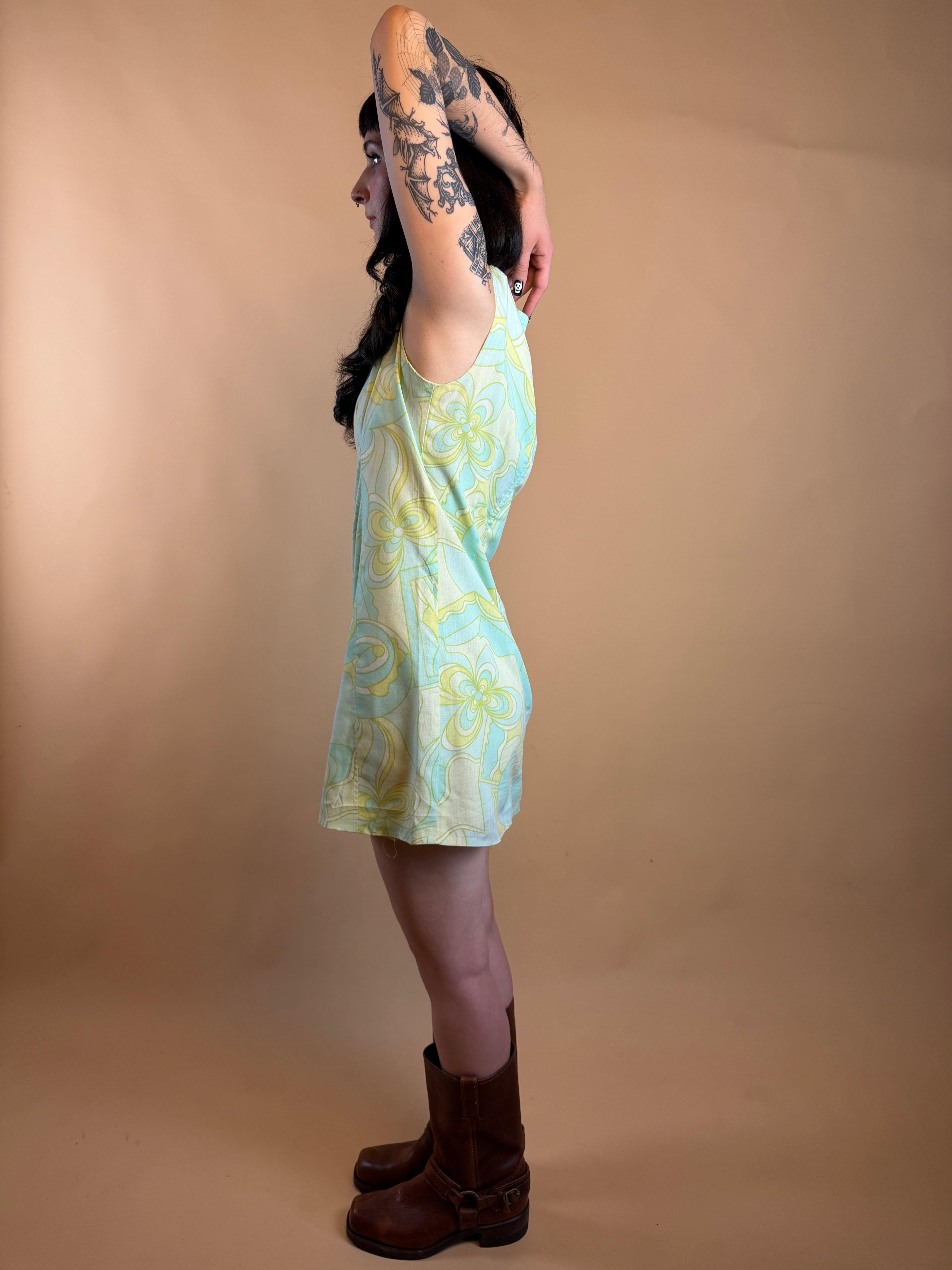 1960's psychedelic mint green mini dress with Pucci-style print — Arkive Vintage