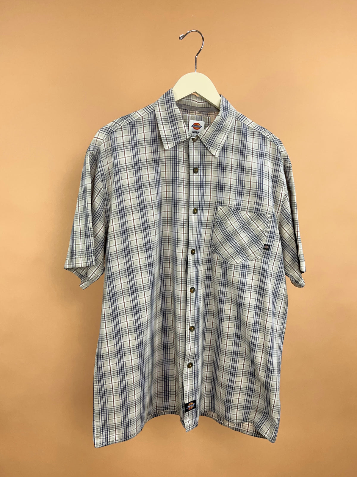 Y2k Dickies 'Ft Worth TX' Plaid Lightweight 'Work' Shirt - L