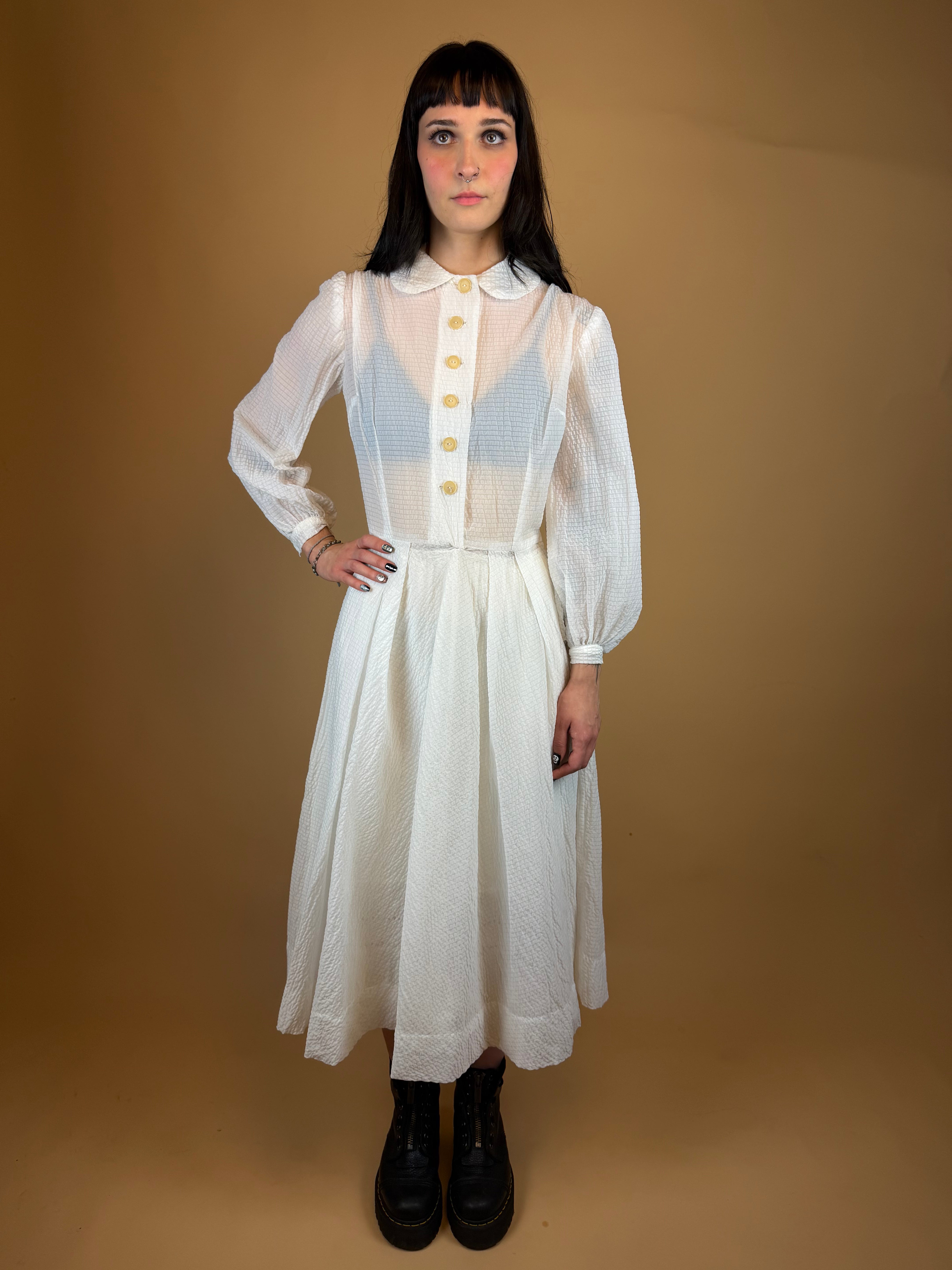 1960s Sheer White Dress - 10