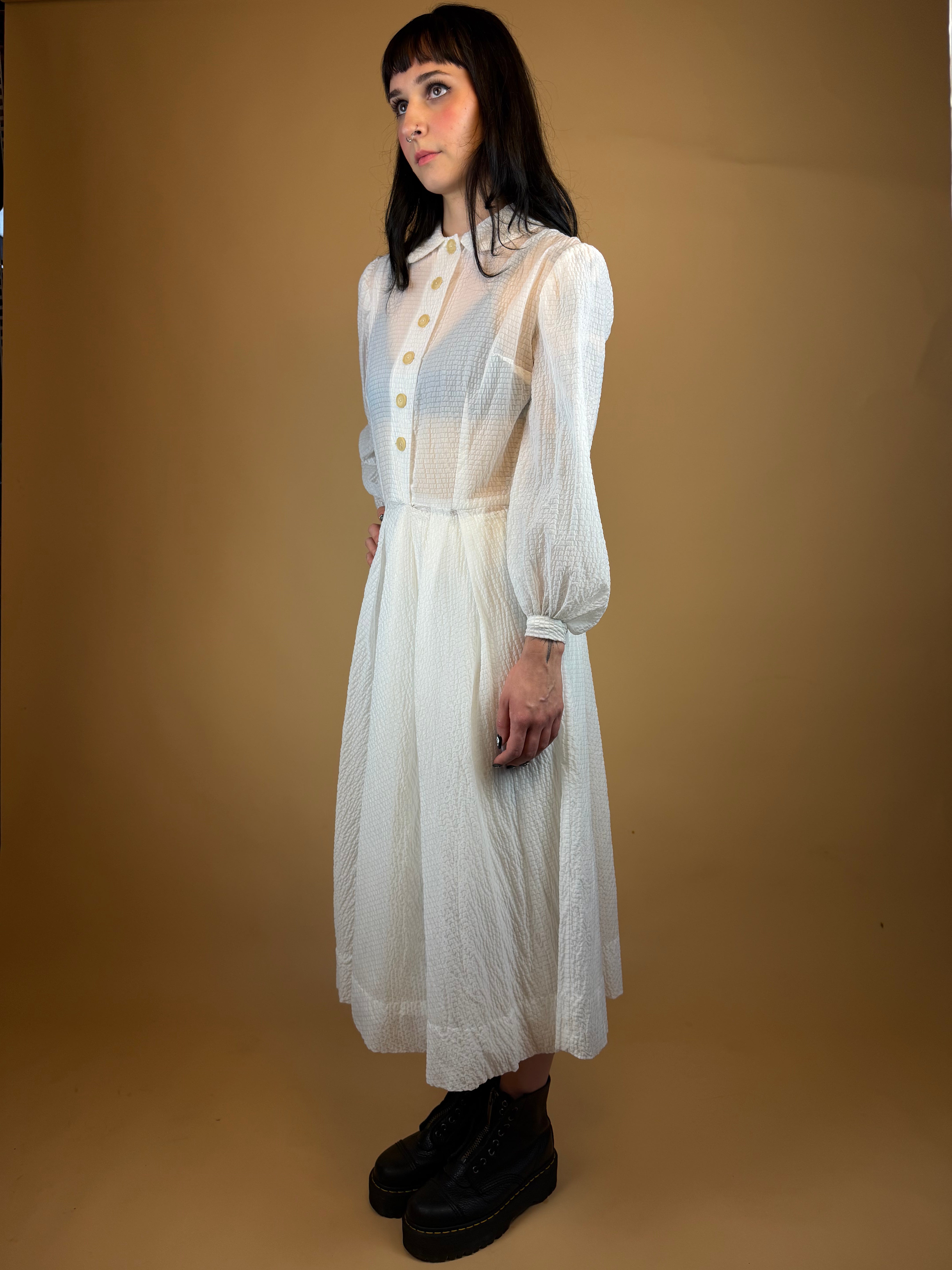 1960s Sheer White Dress - 10