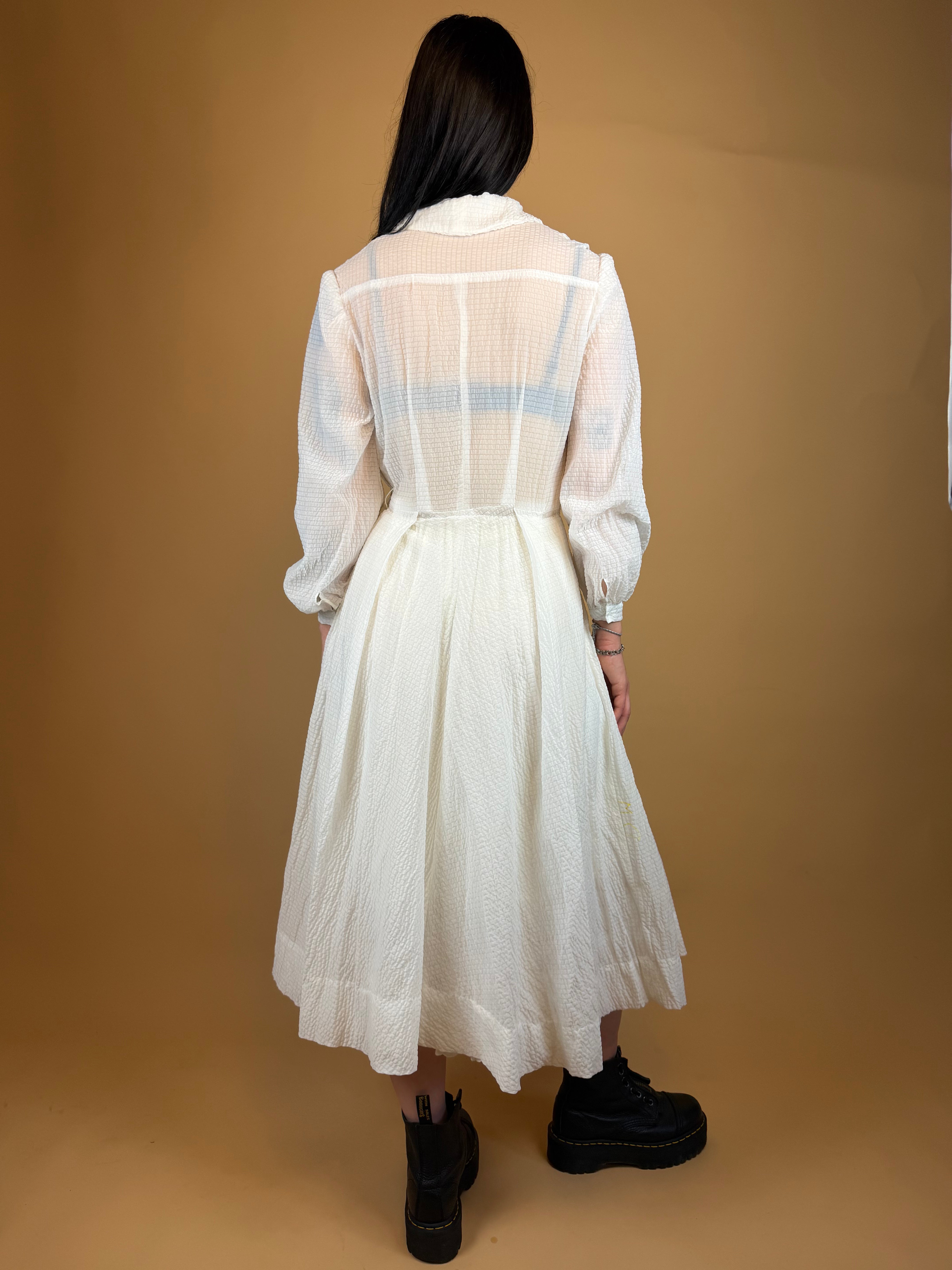 1960's sheer white dress with Peter Pan collar and lace underskirt — Arkive Vintage