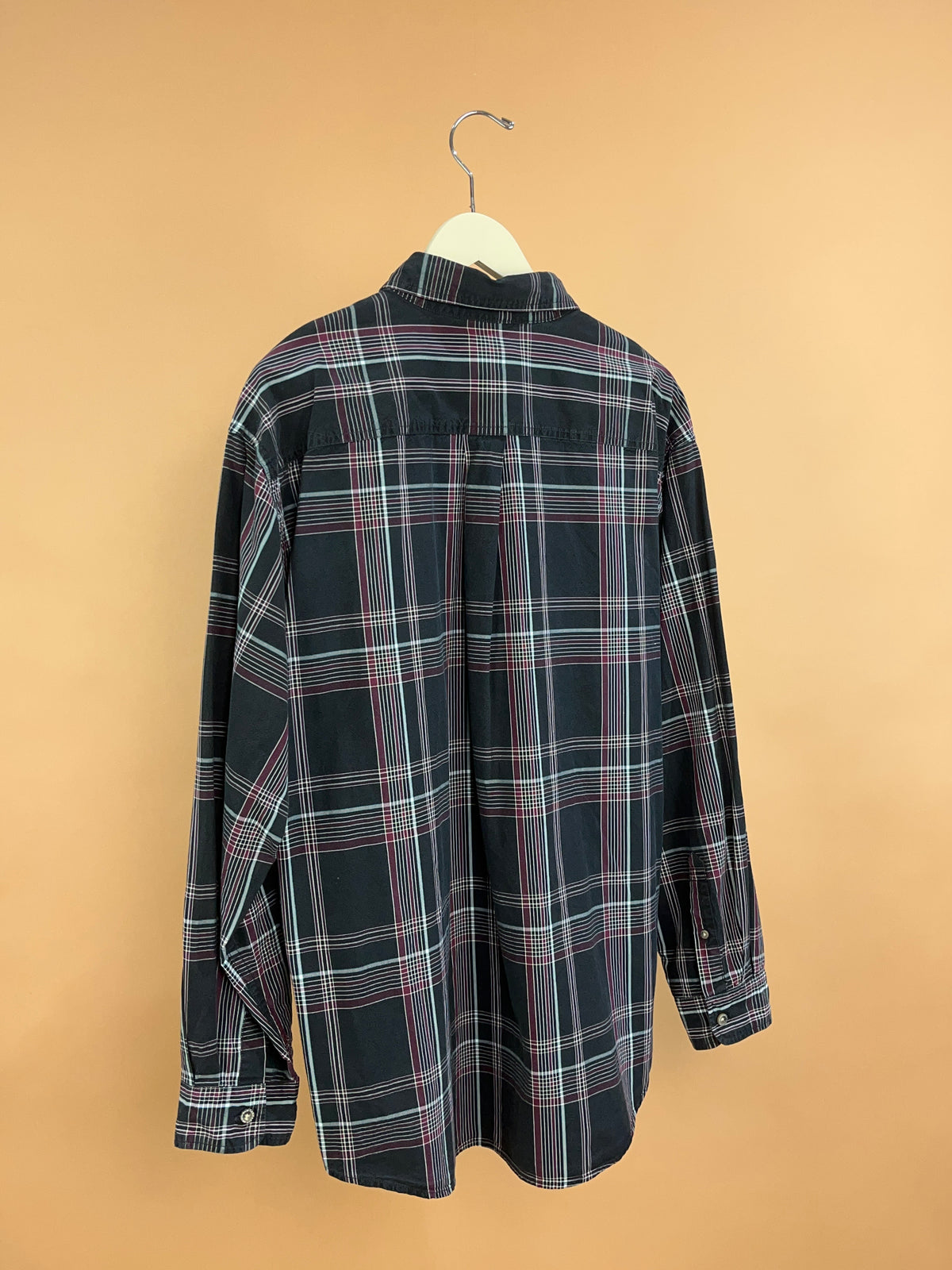 Y2K Carhartt Black & Burgundy Plaid Shirt - XL