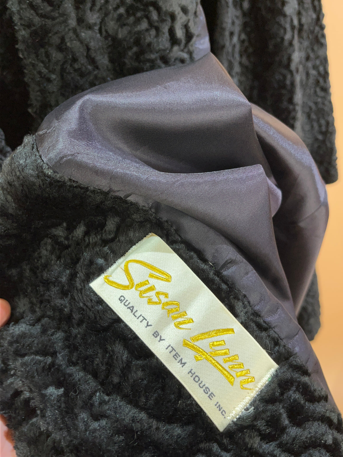 1950's Susan Lynn Black Poodle Hair Swing Coat - M