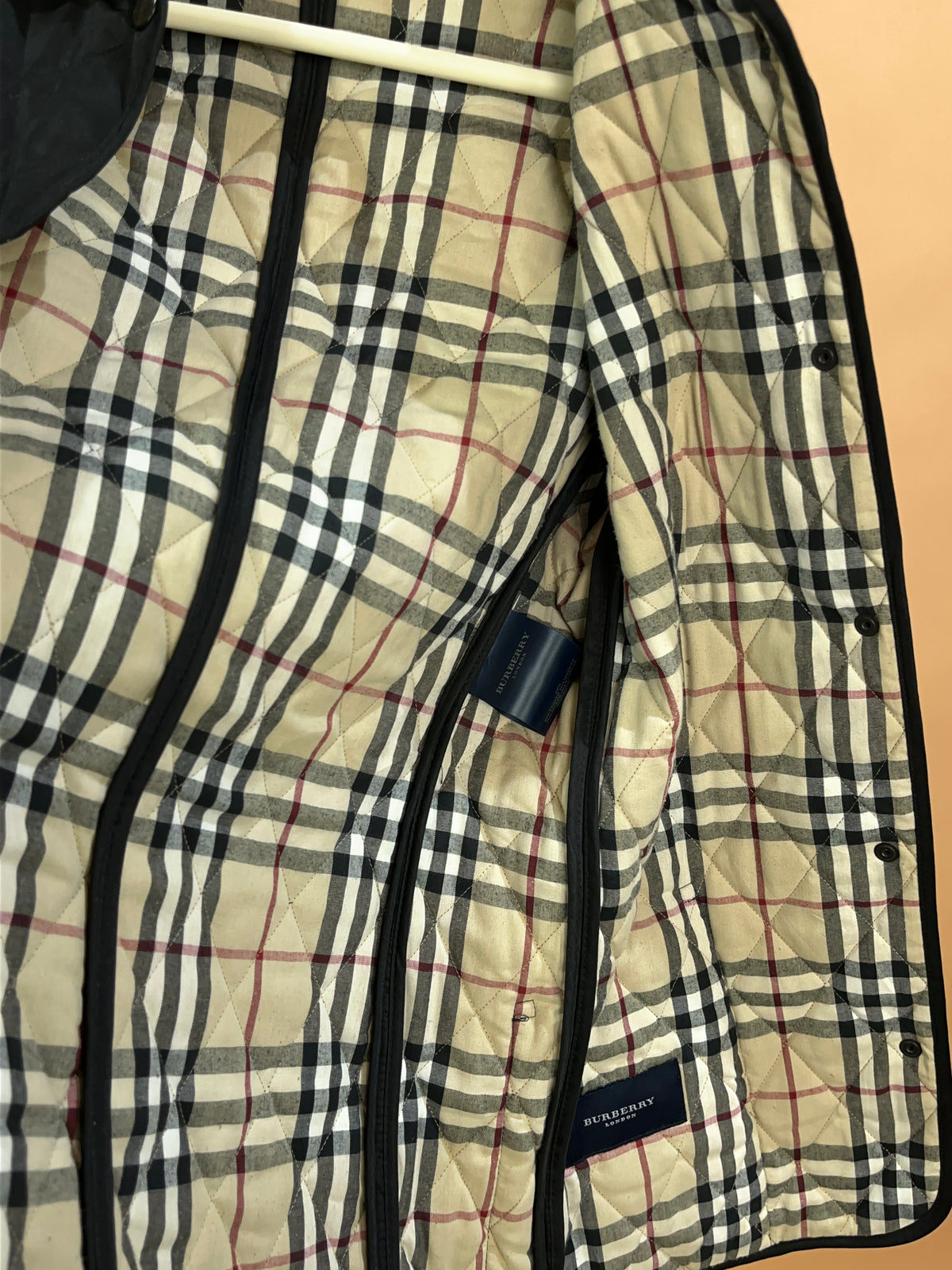 Y2K 'Burberry London' Black Quilted Diamond Jacket - 8