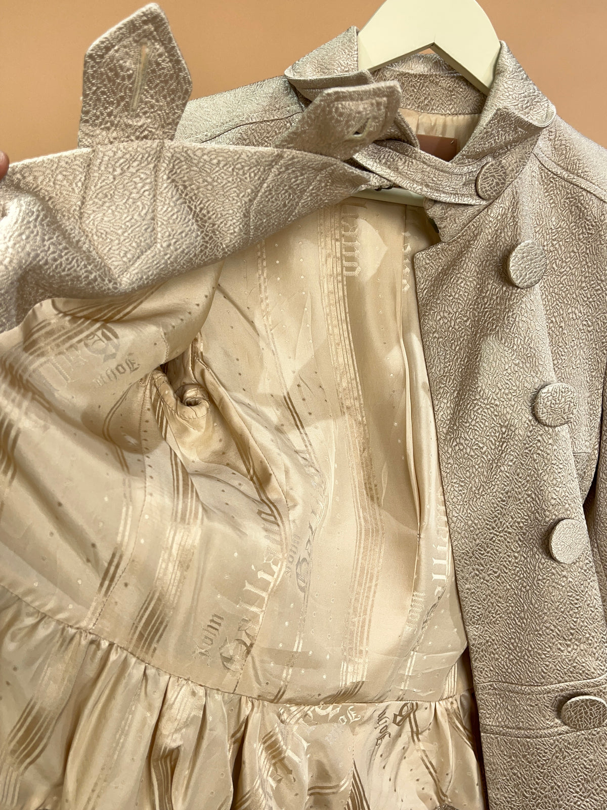 Y2K John Galliano Gold Jacquard Peplum Jacket - 10