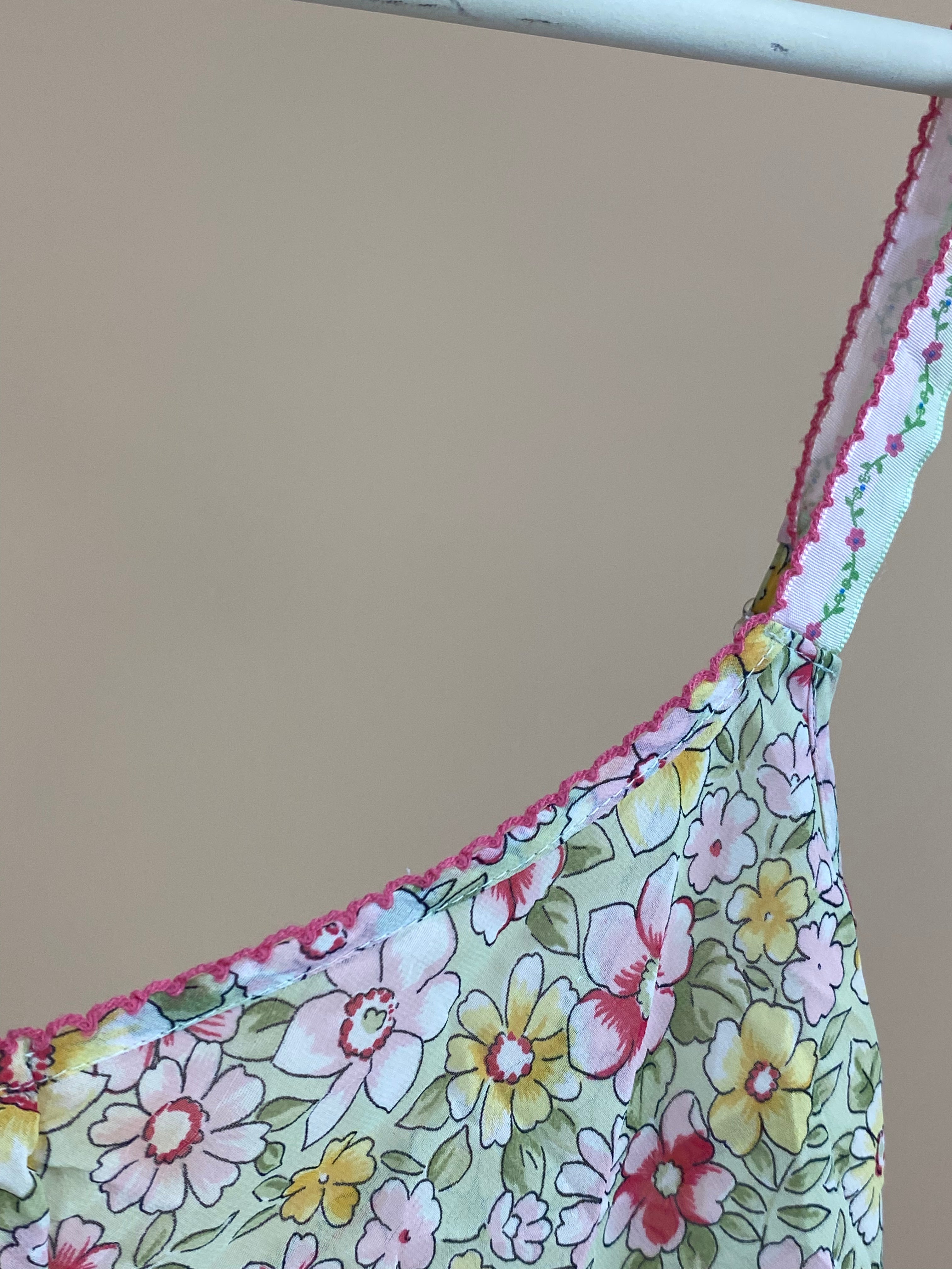 Y2K colourful floral print cami top with sheer fabric and thin straps — Arkive Vintage