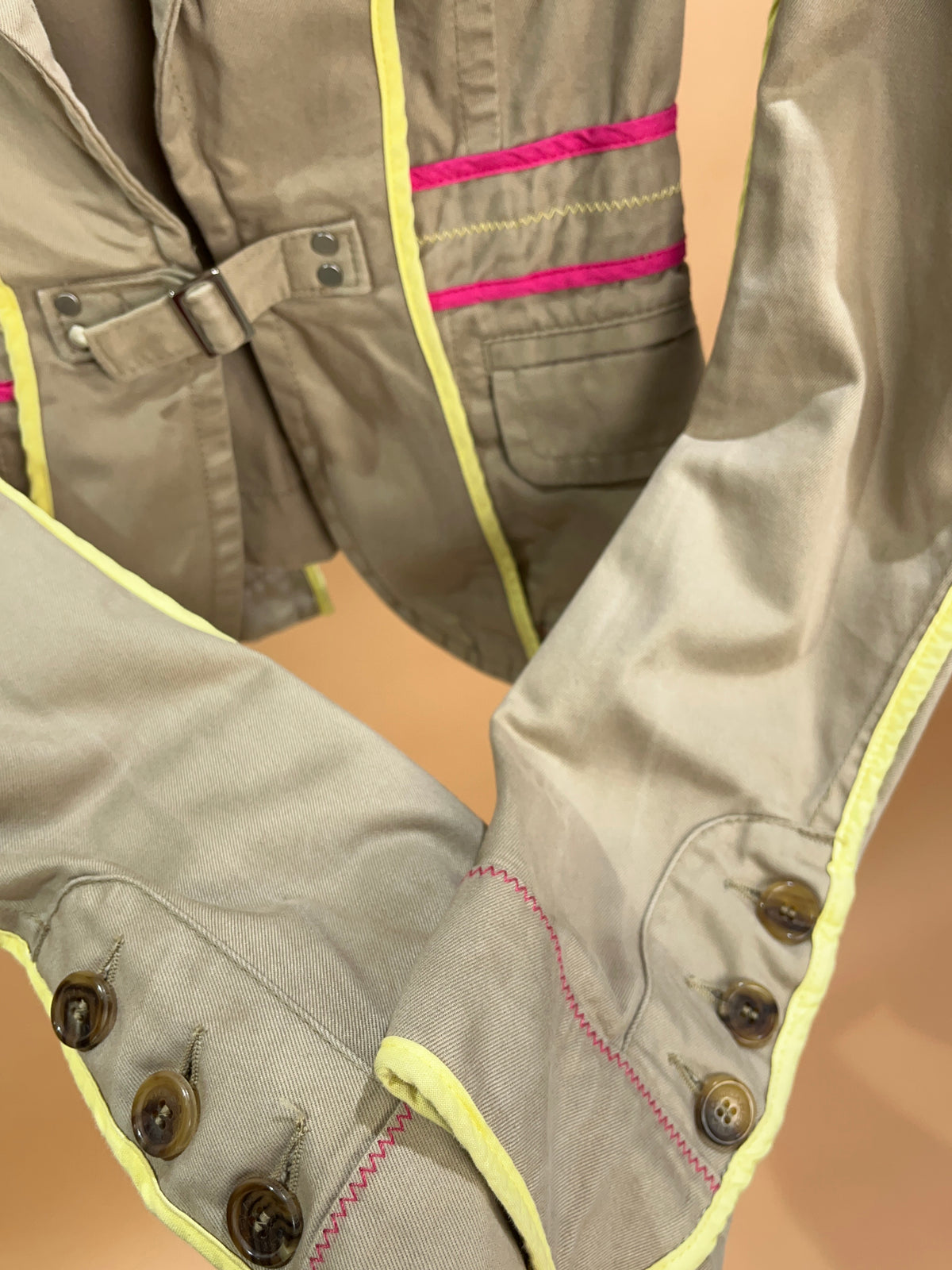 Y2K Dsquared2 SS2005 Khaki Deconstructed Belted Blazer - S