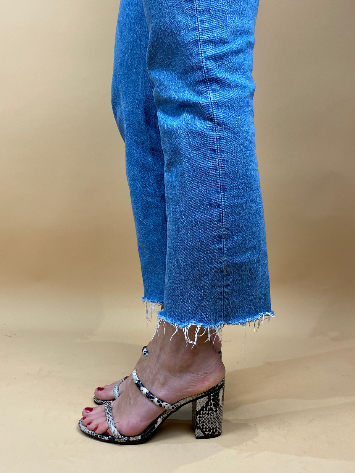 Y2K Faux Snake Skin Block Heels - AU 8 Womens