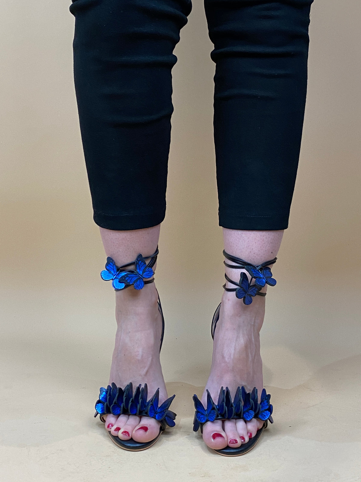 Y2K Black Butterfly Heels - AU 9 Womens