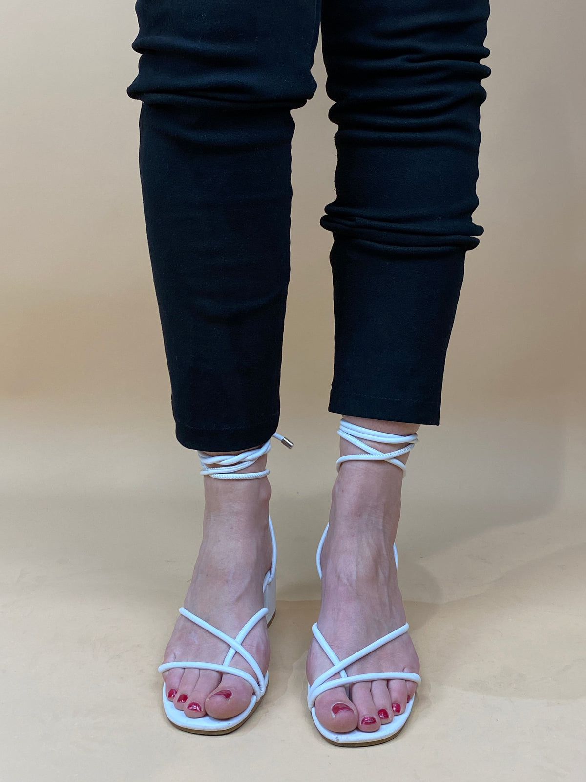 Y2k White Braided Rope Block Heels - AU 8.5 Womens