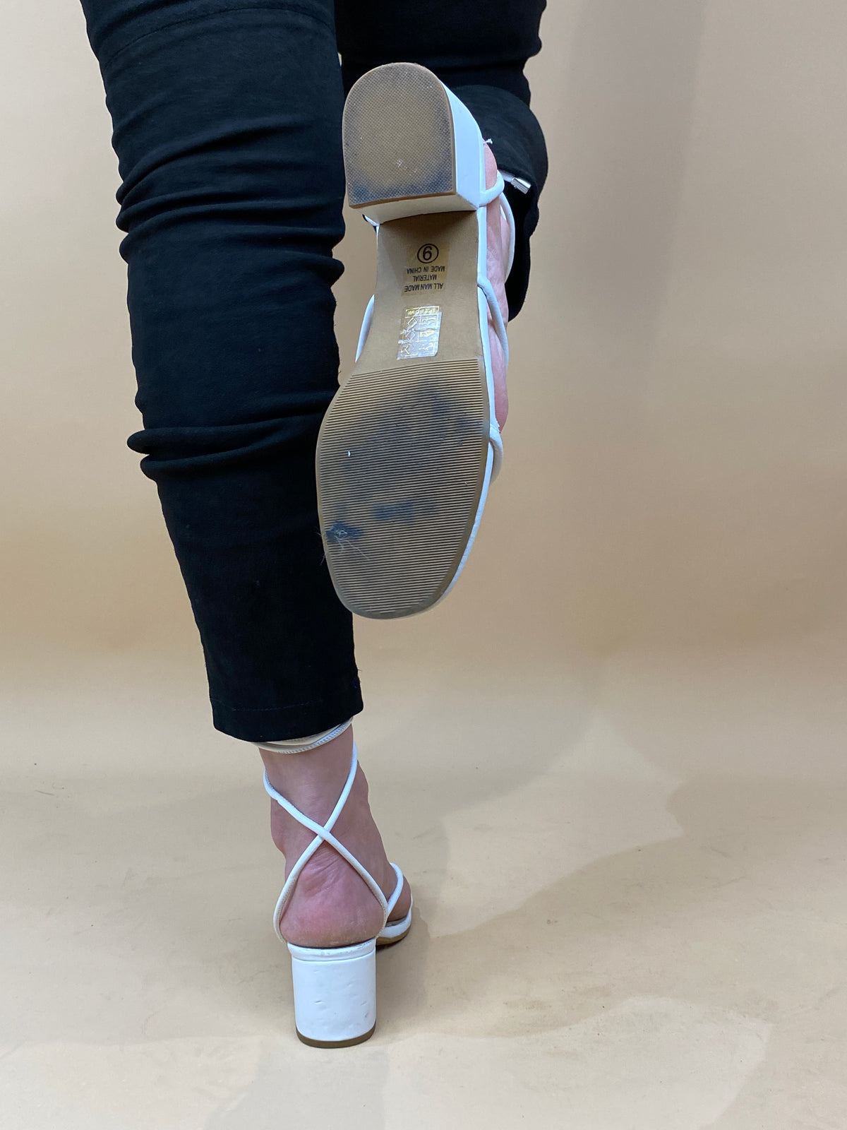Y2k White Braided Rope Block Heels - AU 8.5 Womens