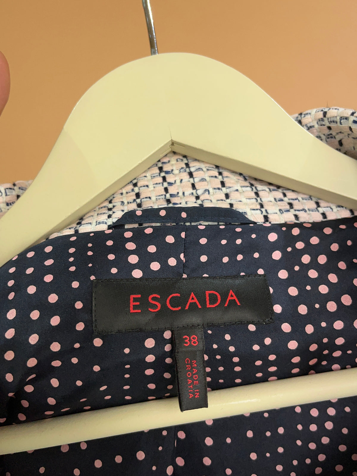 Y2K Escada Pink Tweed-Effect Cropped Jacket - M