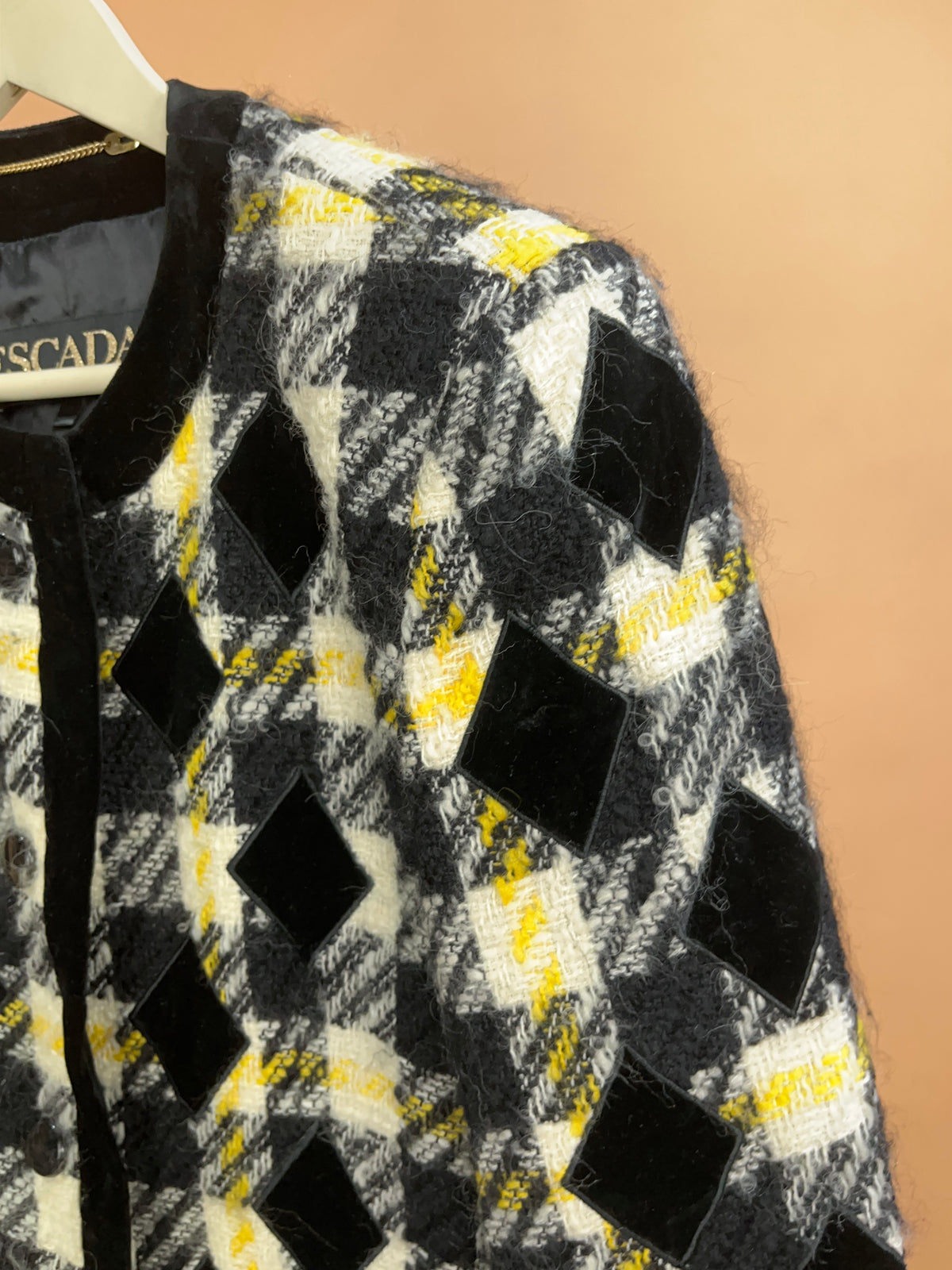1980's Escada Plaid Bouclé Wool Jacket - L