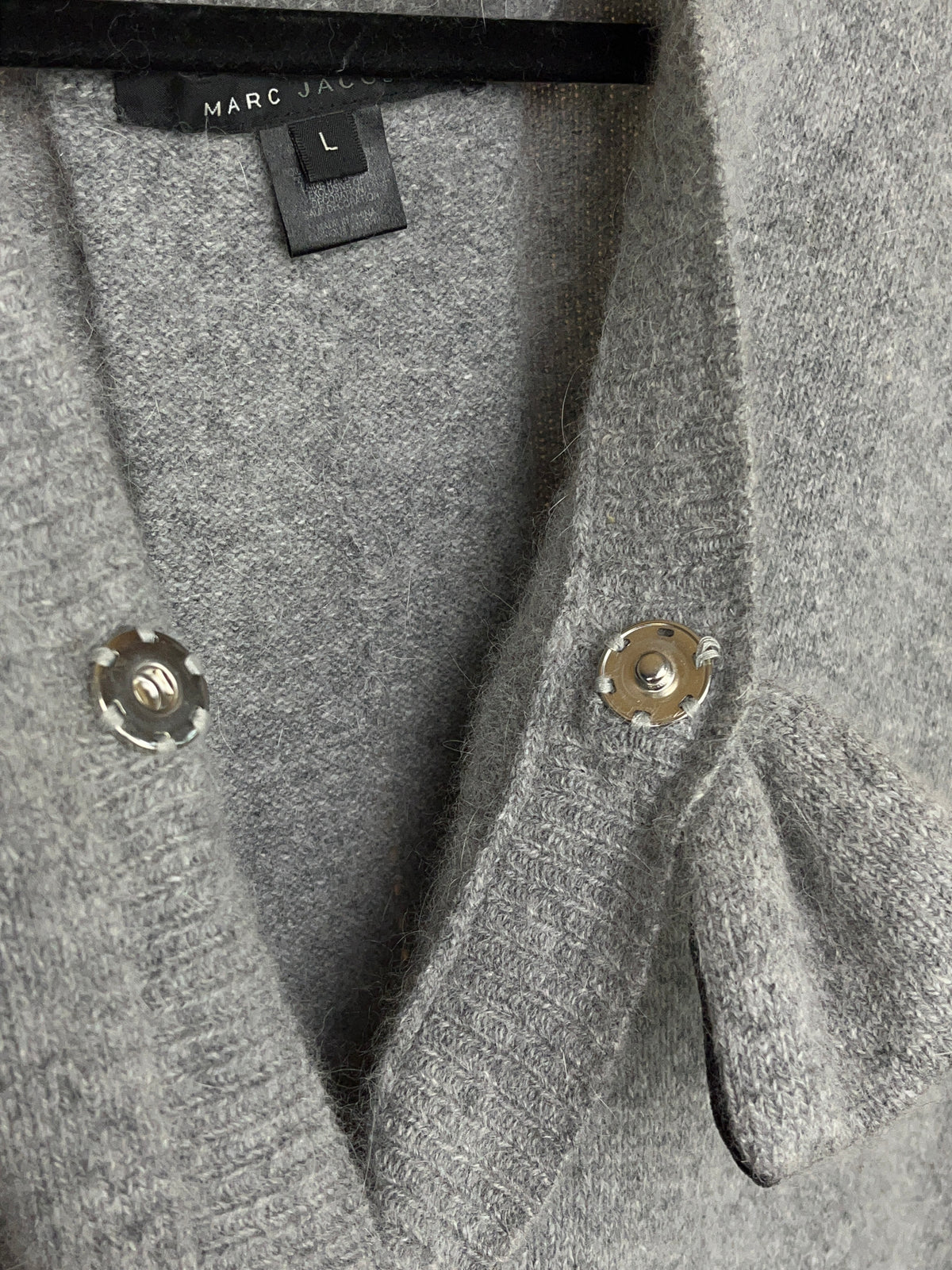 Y2K Marc Jacobs Grey Velvet Bow Knit Sweater