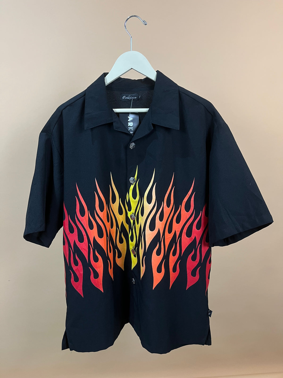 Y2K Black Flame & Dice Shirt - XL