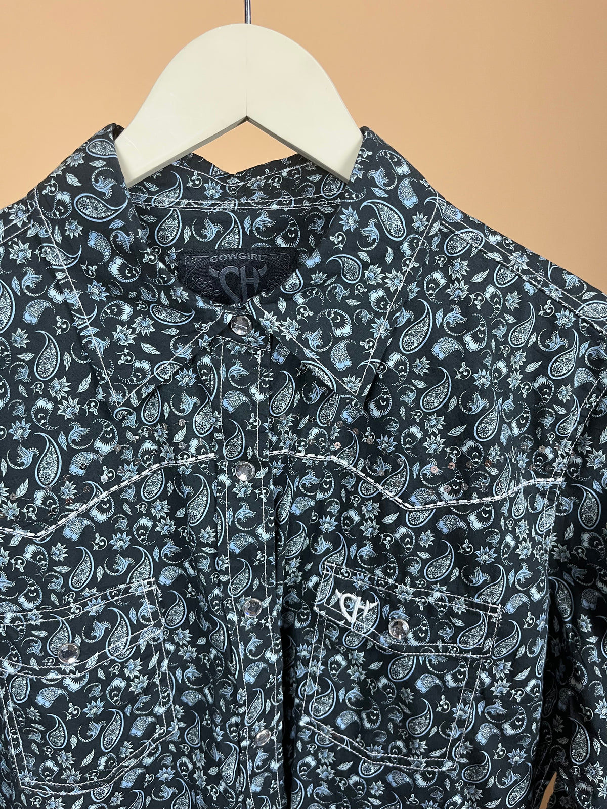 Y2K Paisley Sequin Western Shirt - L