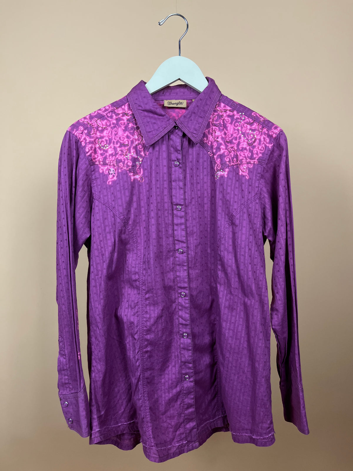 Y2K WRANGLER Pink Diamonte Blouse - L