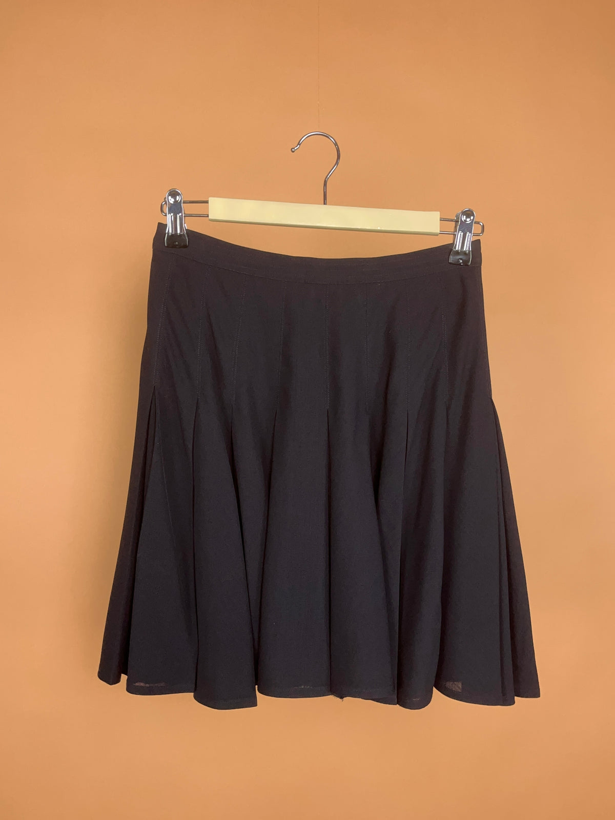 1990's DKNY 'Donna Karan' Black Pure Wool Skater Skirt - 26"
