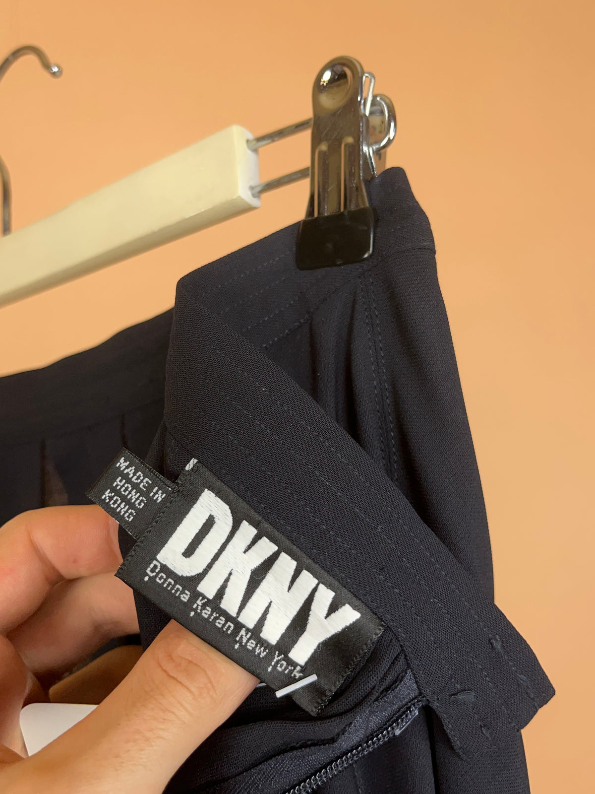 1990's DKNY 'Donna Karan' Black Pure Wool Skater Skirt - 26"