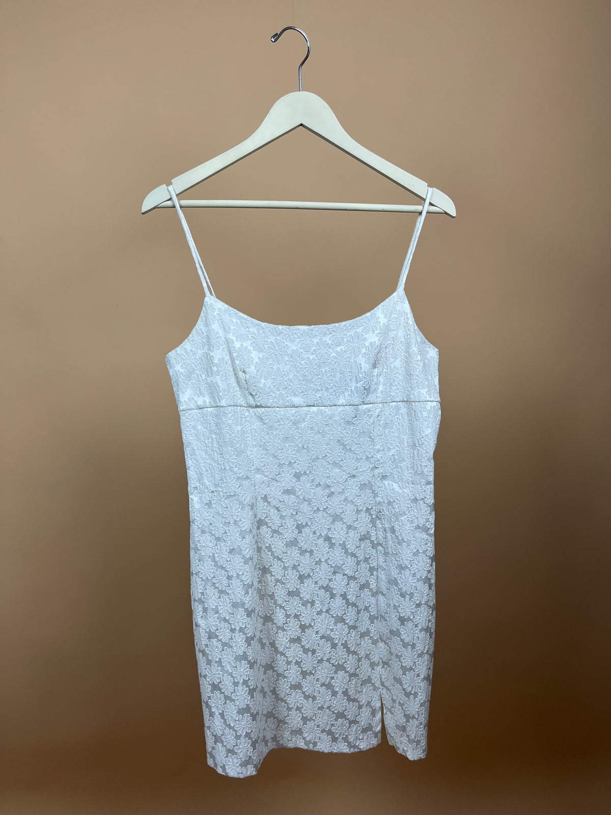 1990s White Daisy Mini Dress - 12