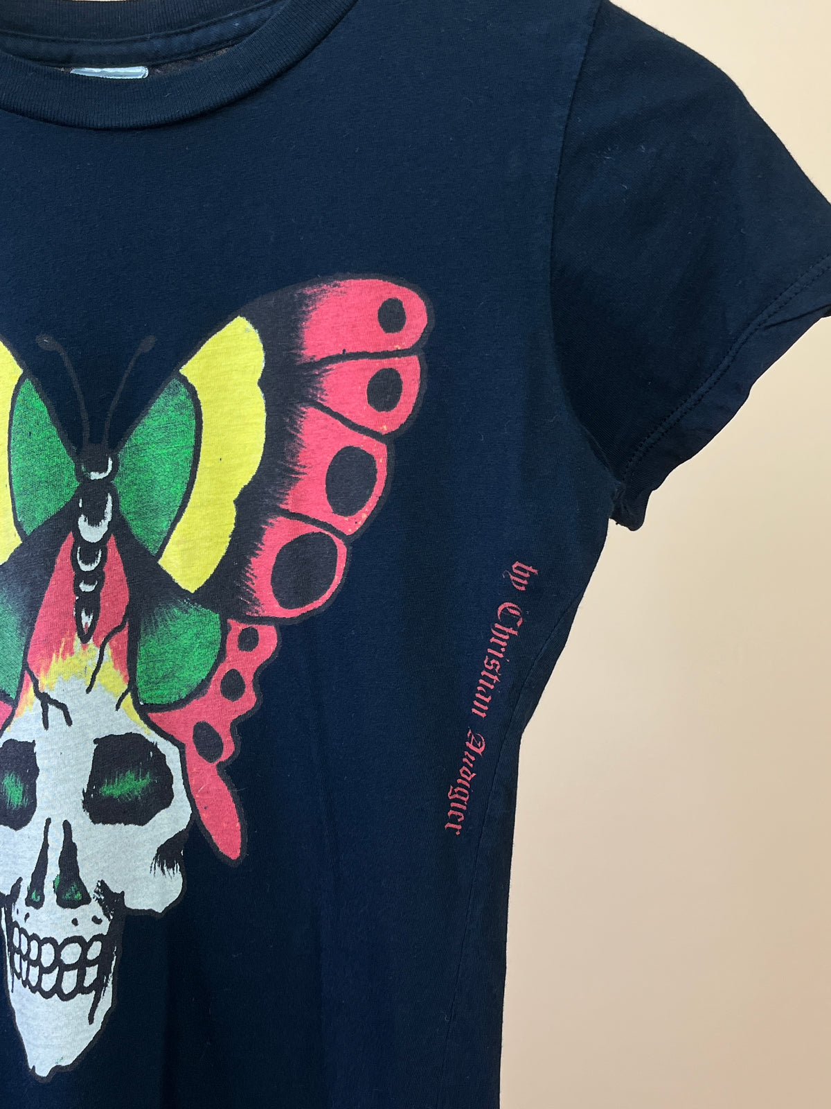 Y2K Christian Audigier Ed Hardy skull and butterfly graphic long line t-shirt — Arkive Vintage